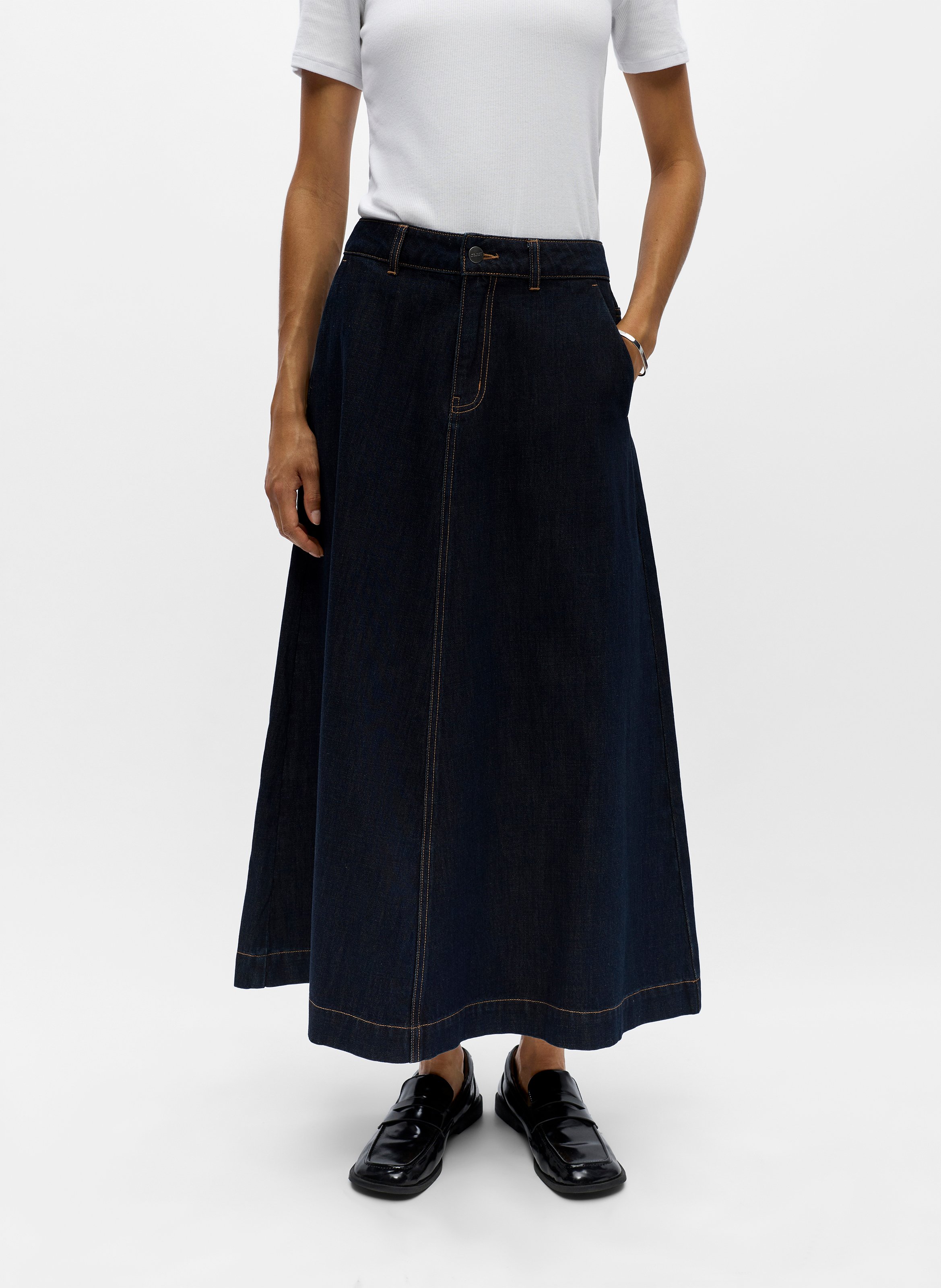 Ausgestellter Jeansrock aus Baumwolle OBJECT Blau