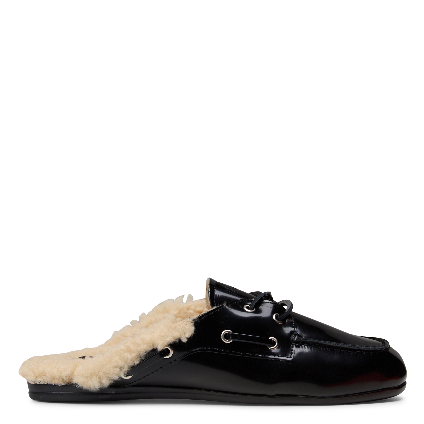 Mixed leather boat shoes POSA Black