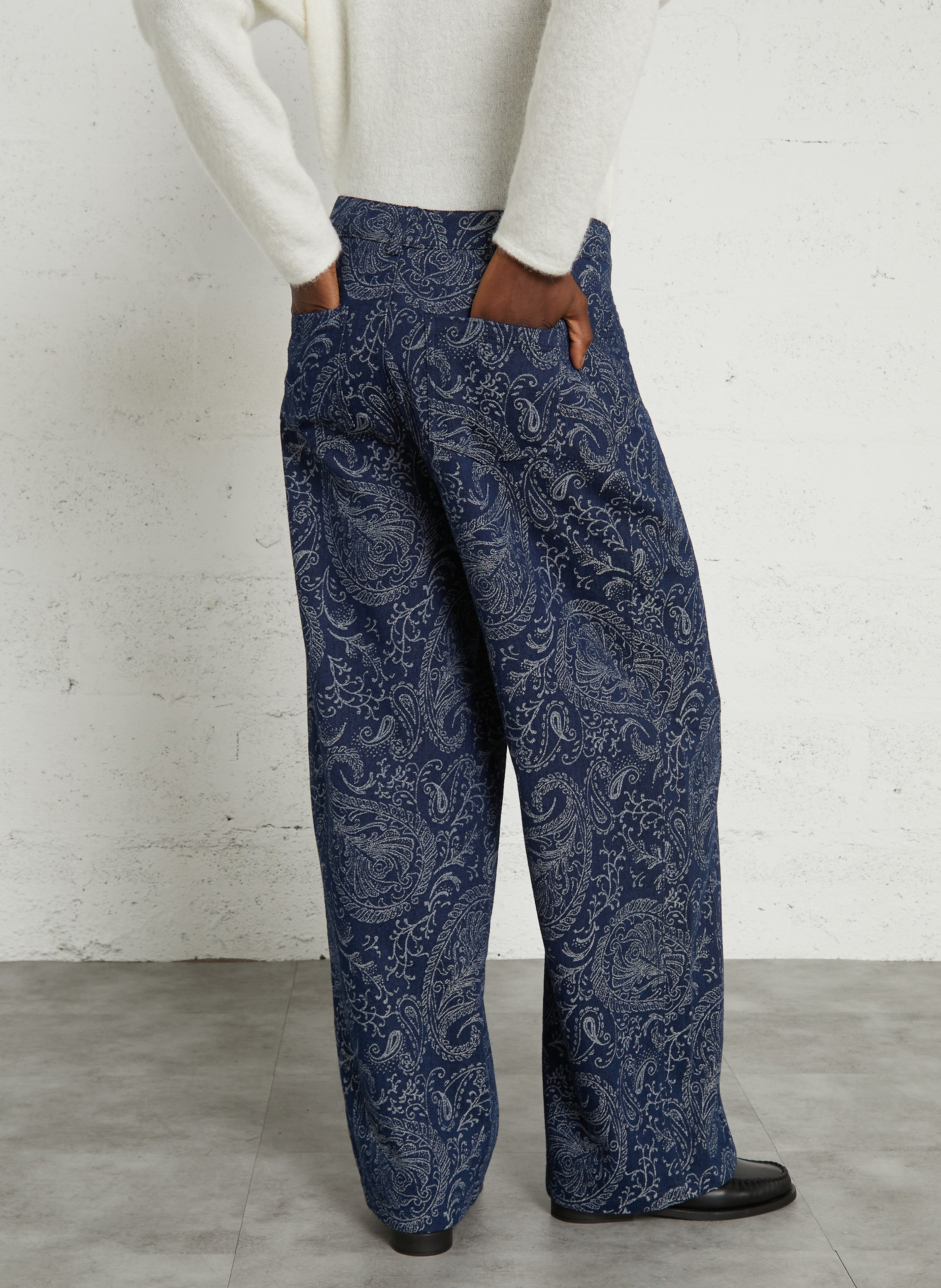 Weites, besticktes Jeans aus gemischter Baumwolldenim THE KORNER Blau
