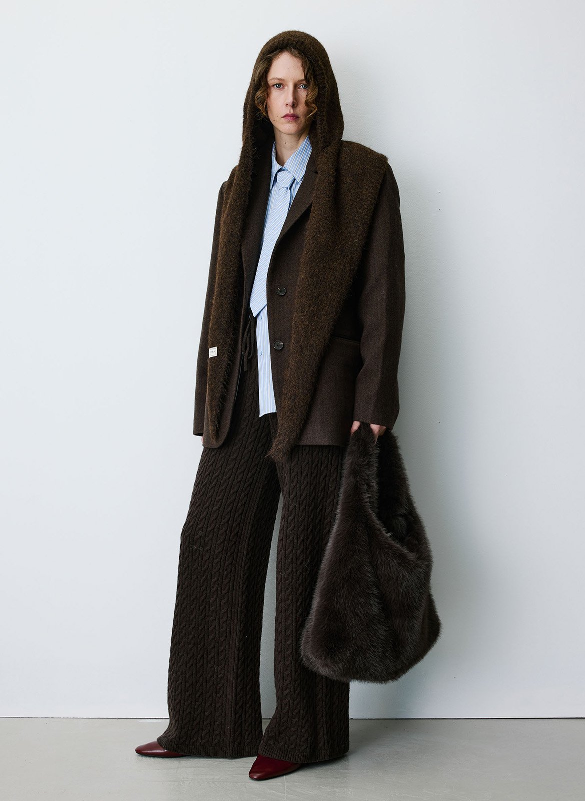 Faux fur shoulder bag GRACE ET MILA Brown