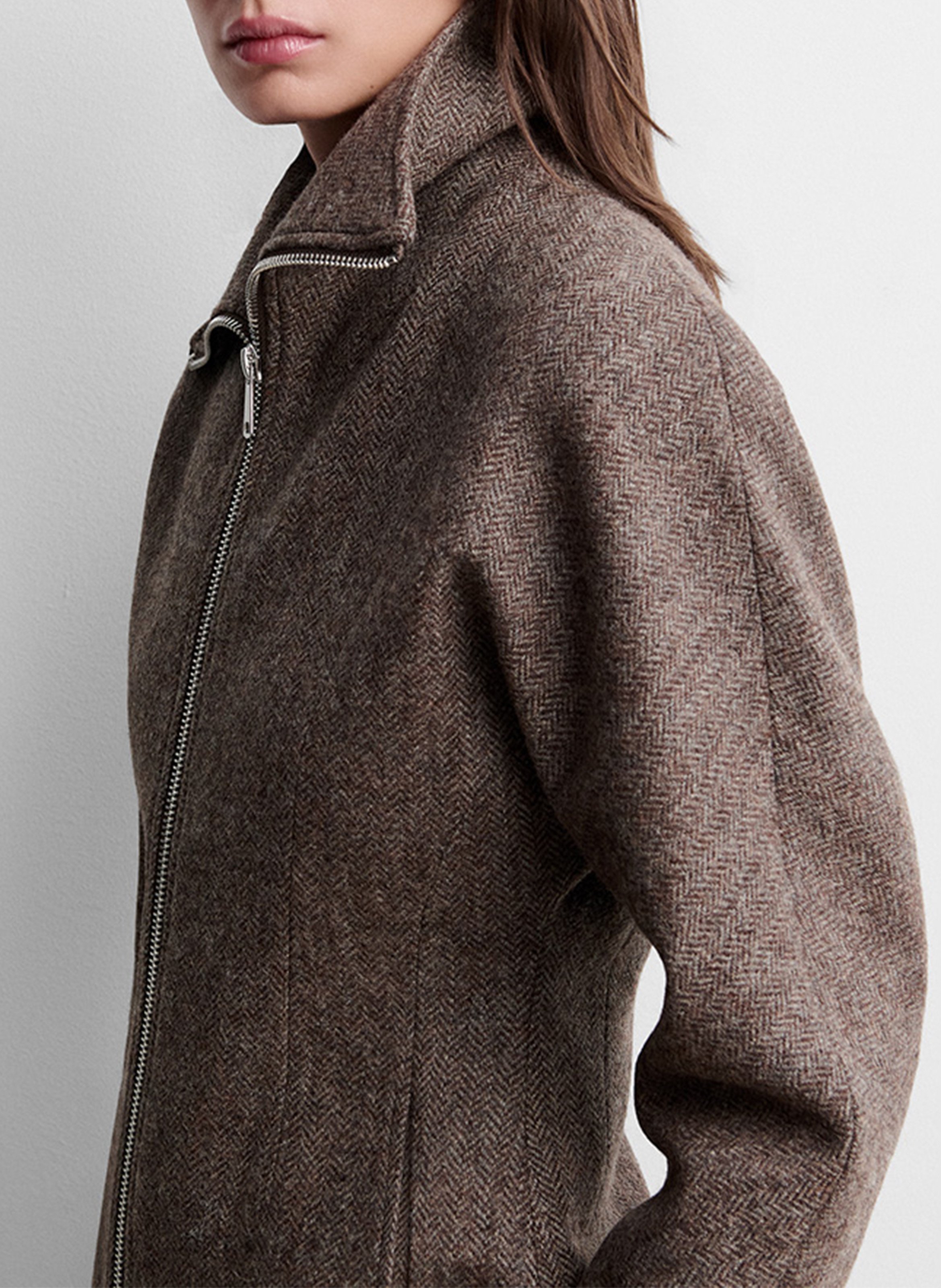 Fitted herringbone jacket SIMORRA Brown