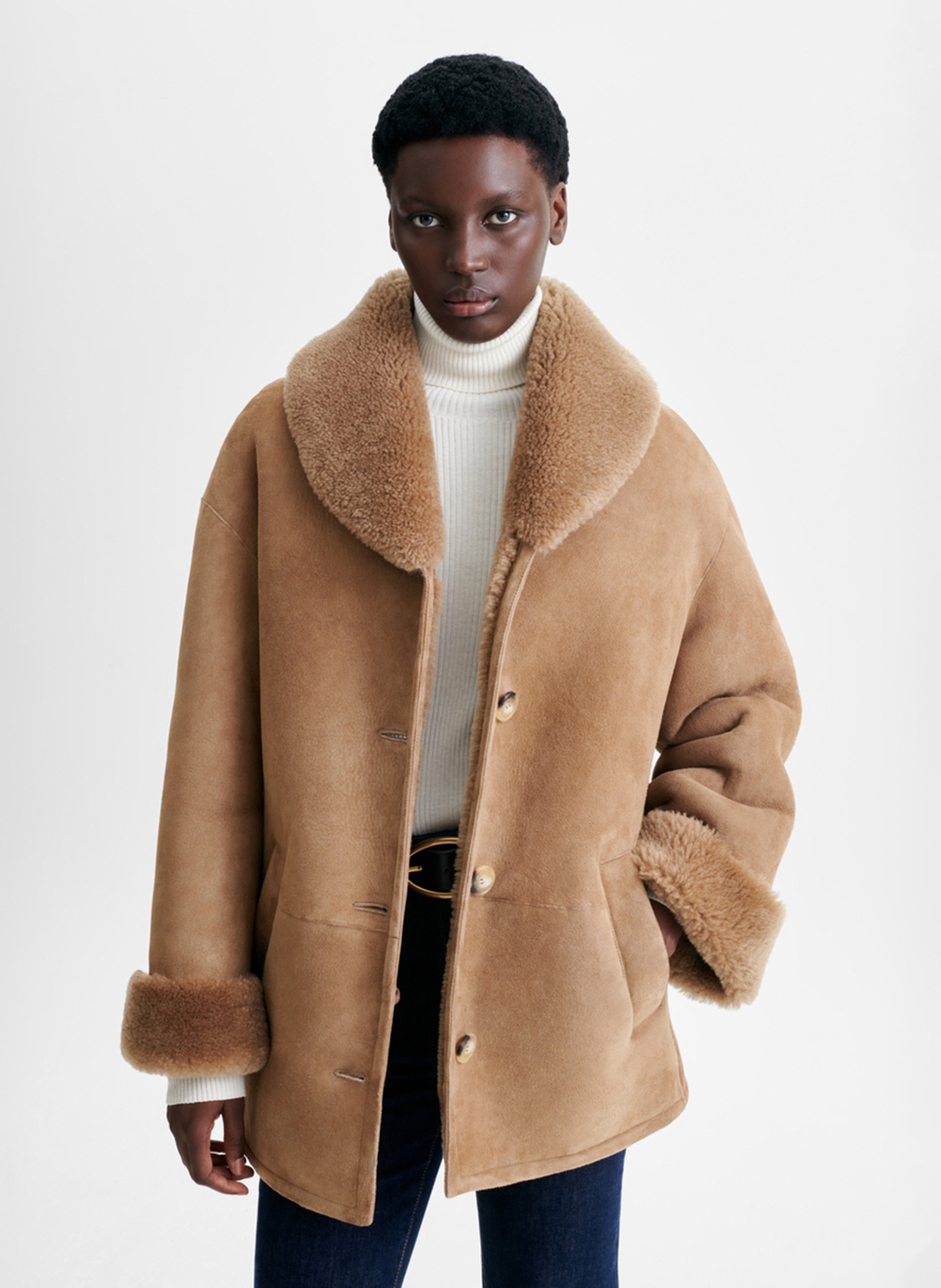 Manteau en peau lainée VANESSA BRUNO Marron