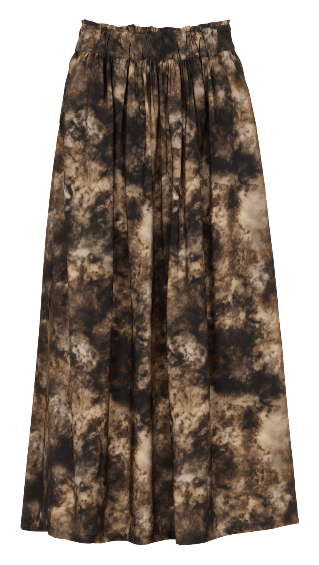 Langer ausgestellter Rock mit Print MKT Khaki