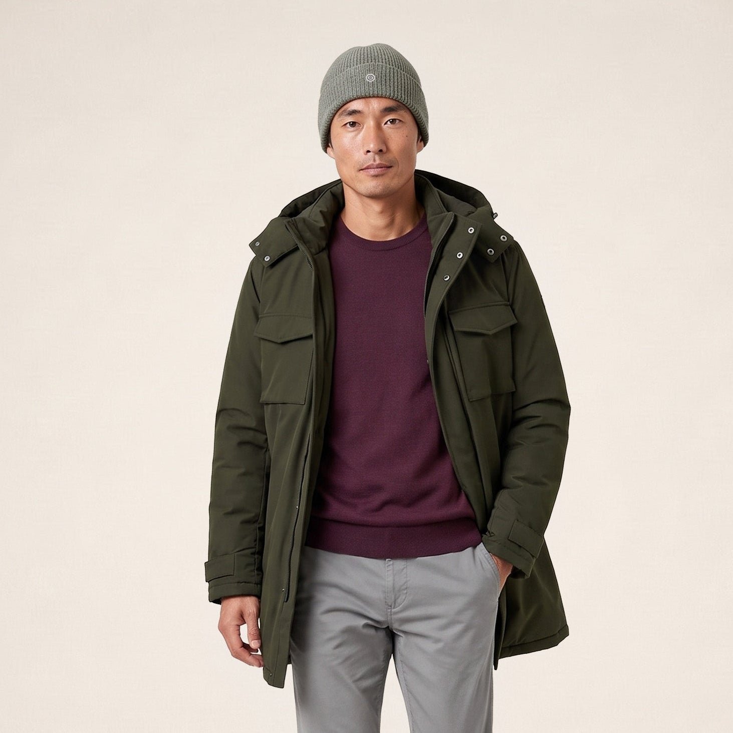 Ribbed knitted beanie in heather grey Serge Blanco SERGE BLANCO Grey