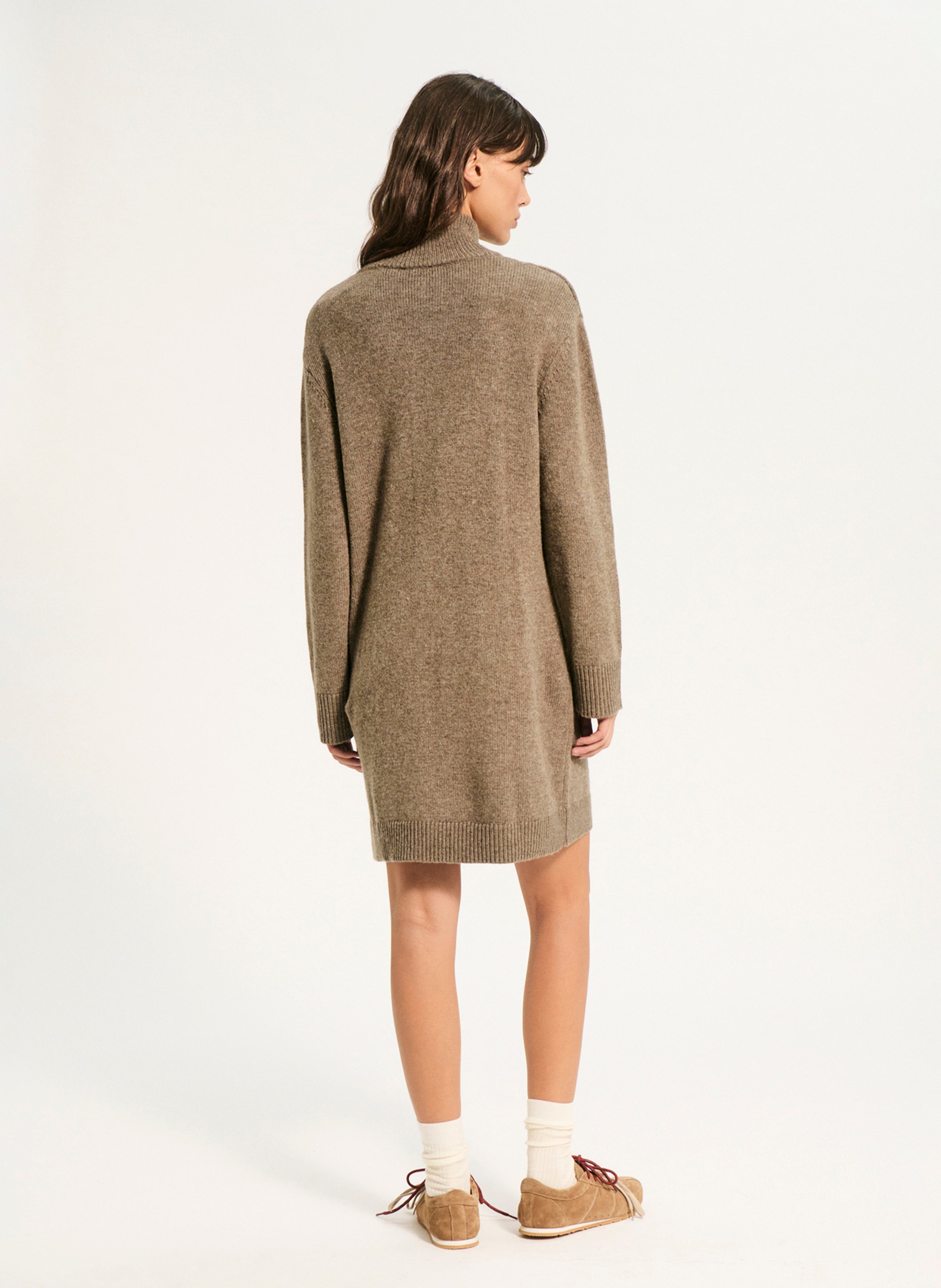 Pulloverkleid mit Stehkragen aus Wollmischung PABLO Braun
