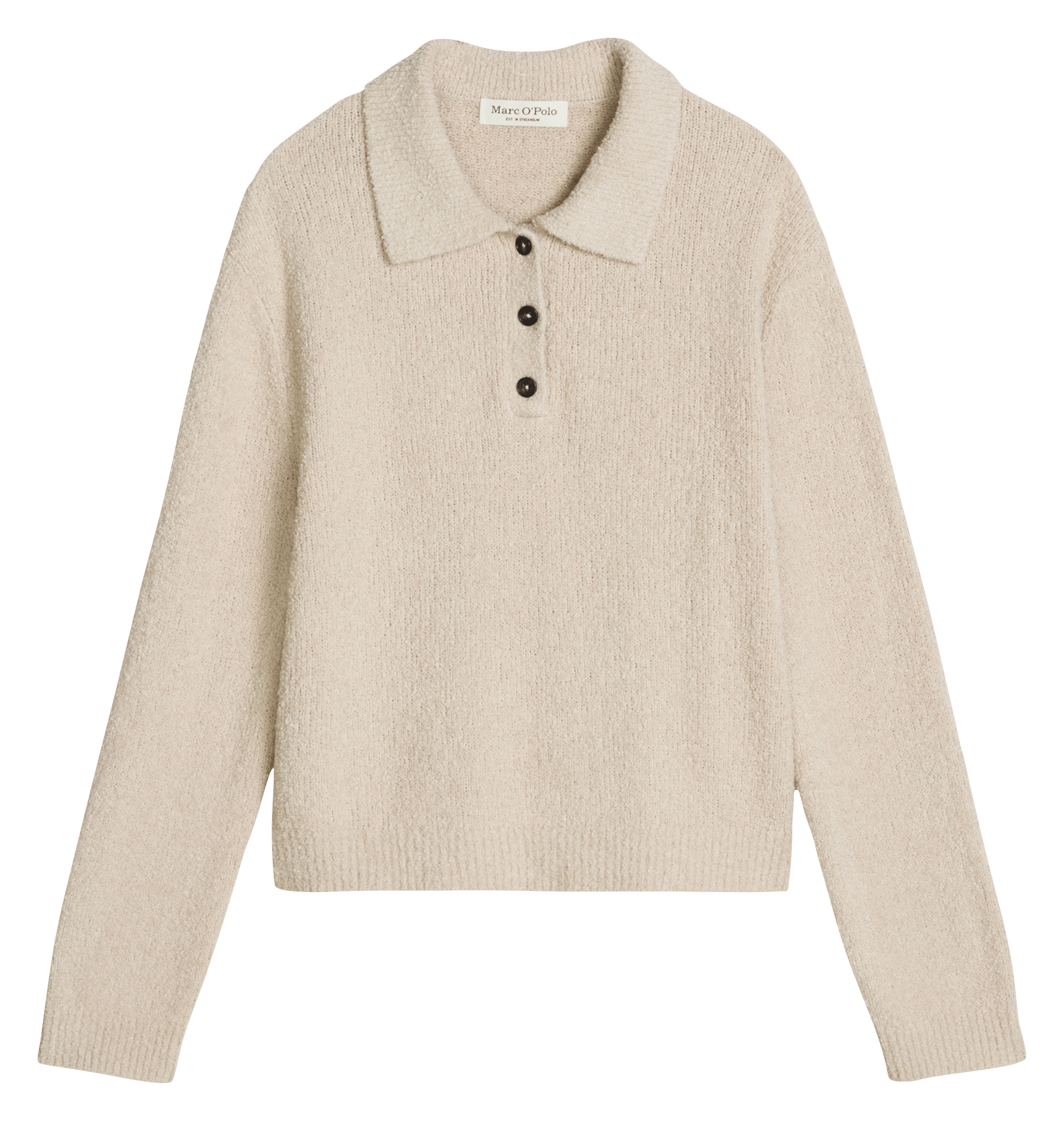 Straight-fit sweater with a classic neckline in a cotton blend MARC O'POLO Beige