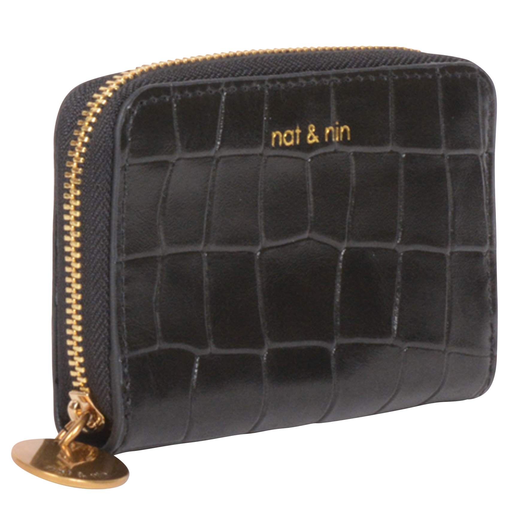 Porte monnaie en cuir NAT & NIN Noir