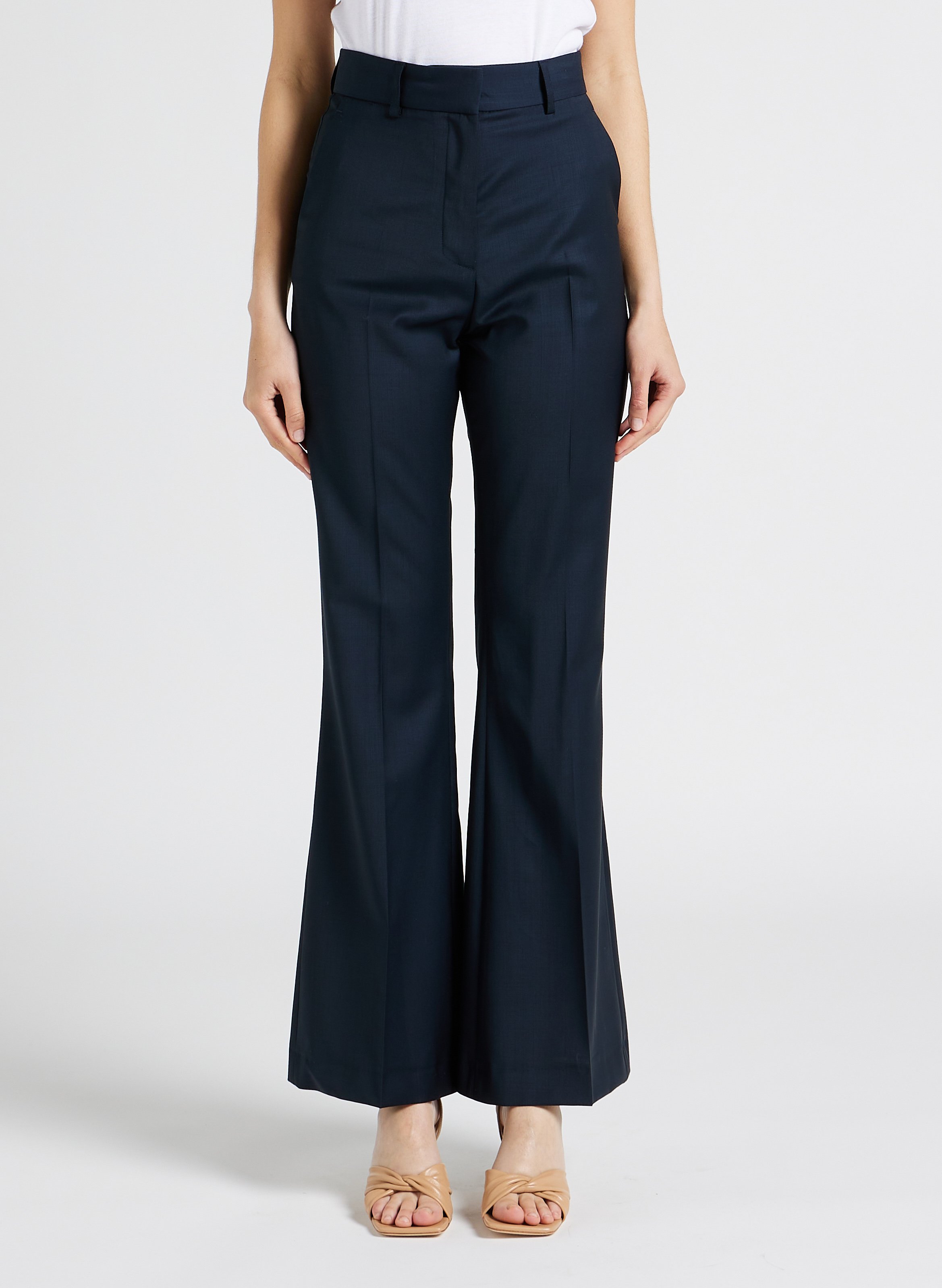 Pantalon évasé en laine vierge PAUL AND JOE Bleu