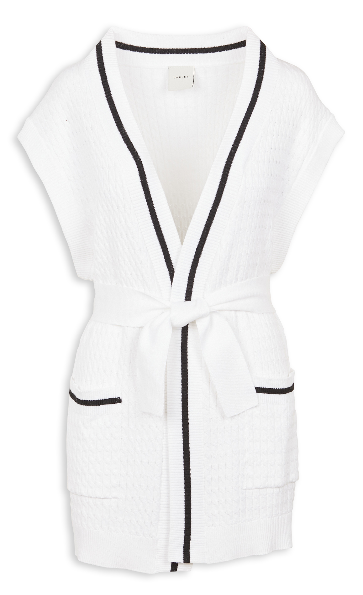 Cardigan mit V-Ausschnitt und Gürtel VARLEY Weiss