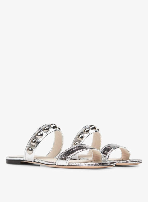Sandales plates en cuir métallisé | Argent by IRO Sandales plates en cuir métallisé Argent