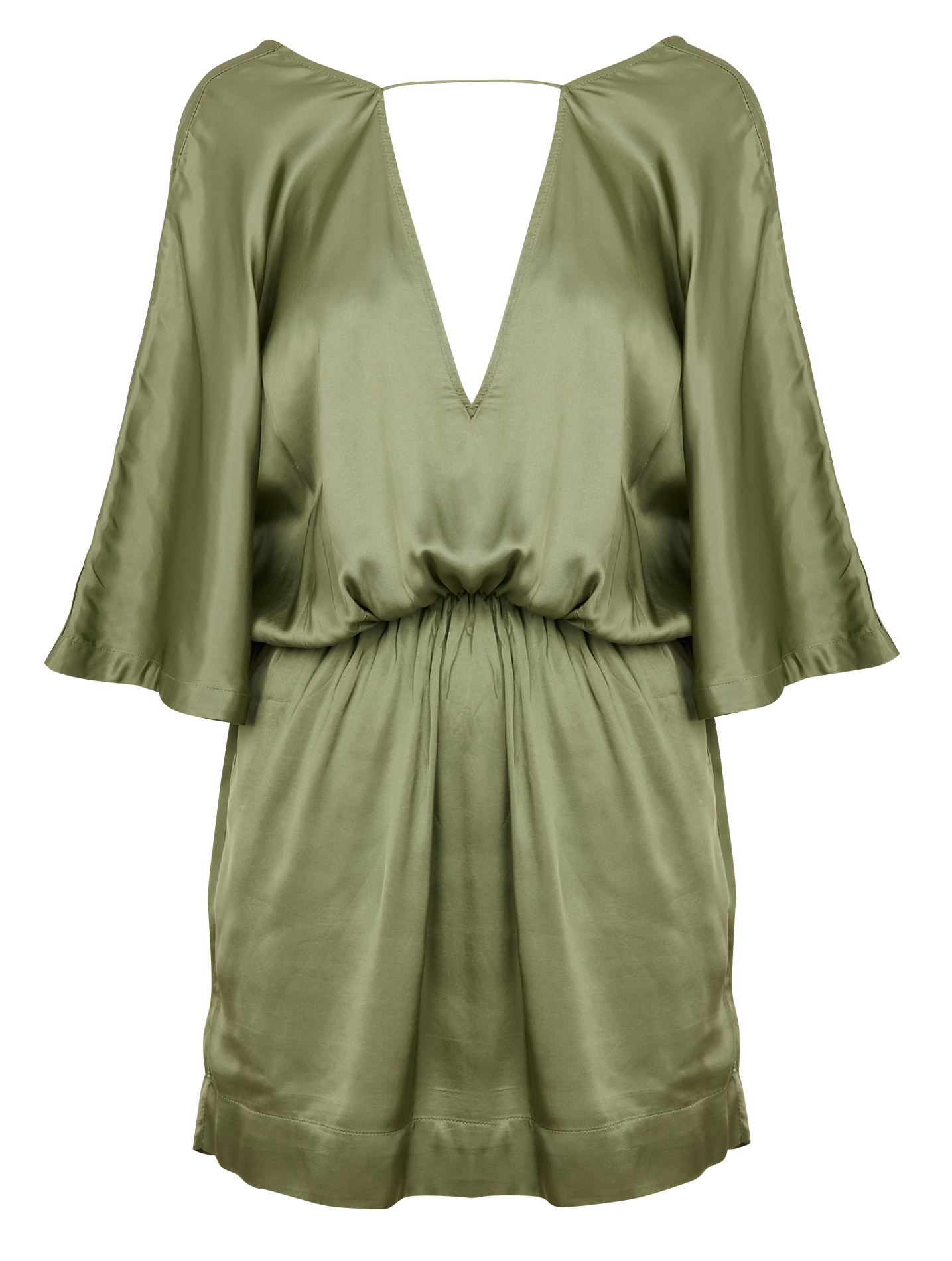 Korte, satijnachtige jurk met open rug KARMA KOMA Groen