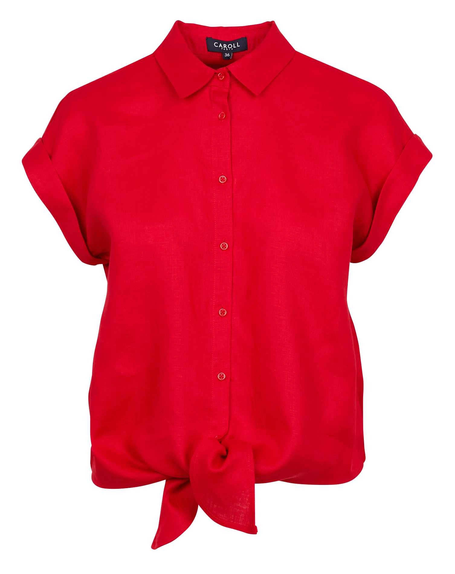Chemise manches courtes en lin CAROLL Rouge