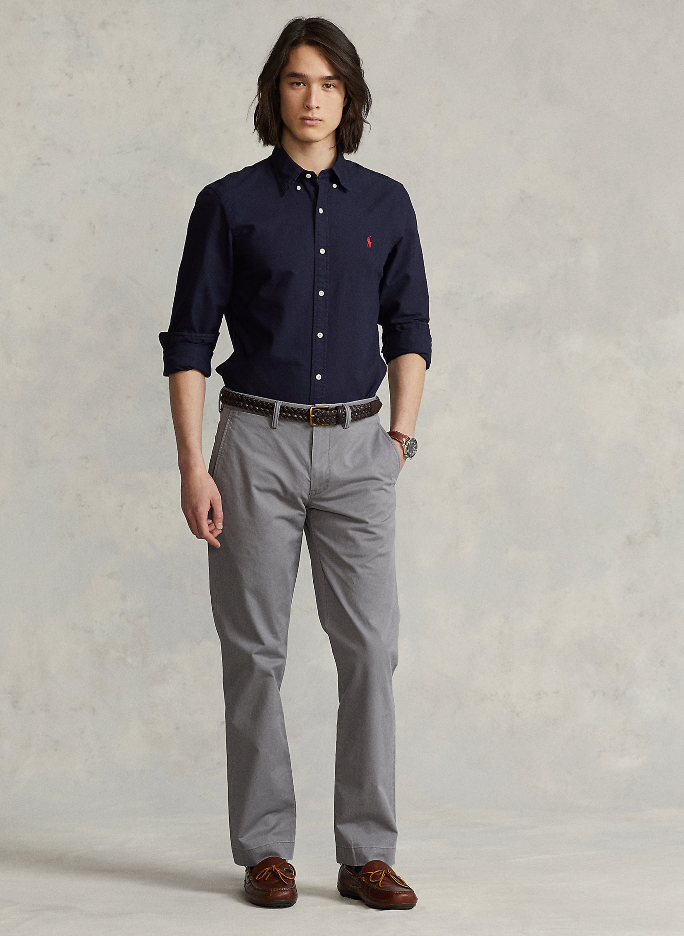 Slimfit-Hemd aus Baumwolle mit amerikanischem Kragen POLO RALPH LAUREN Blau