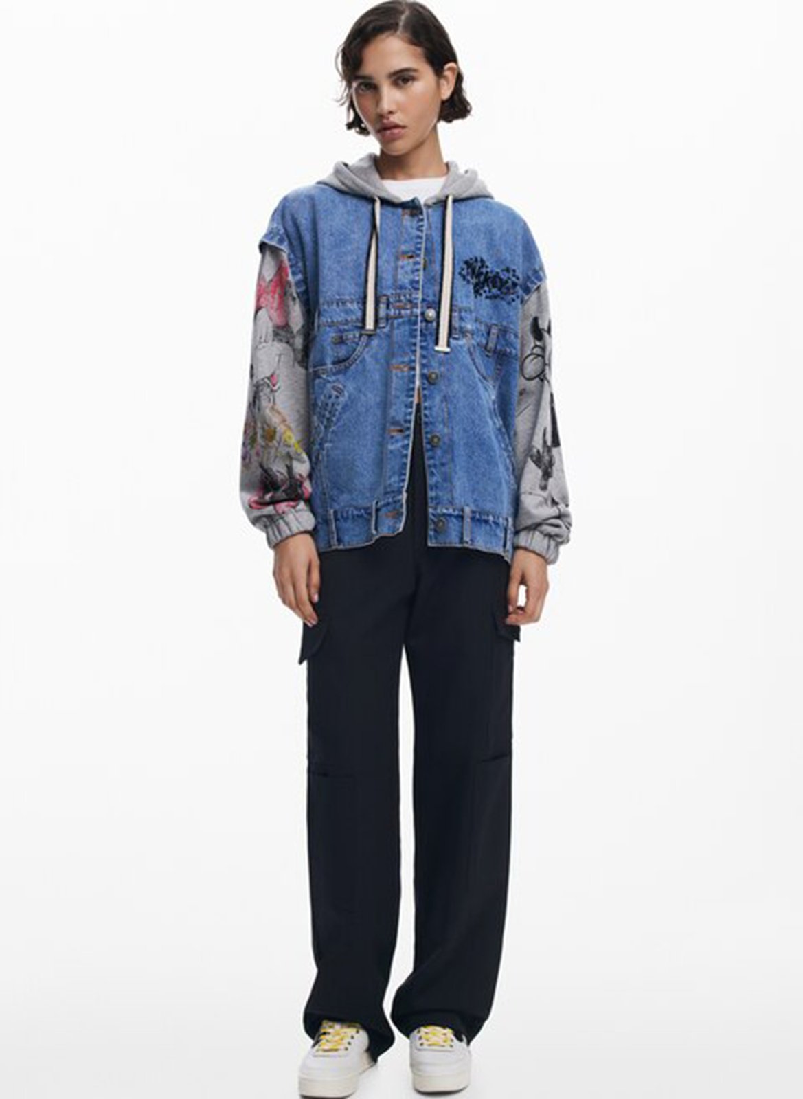 Veste oversize en coton à capuche DESIGUAL Bleu