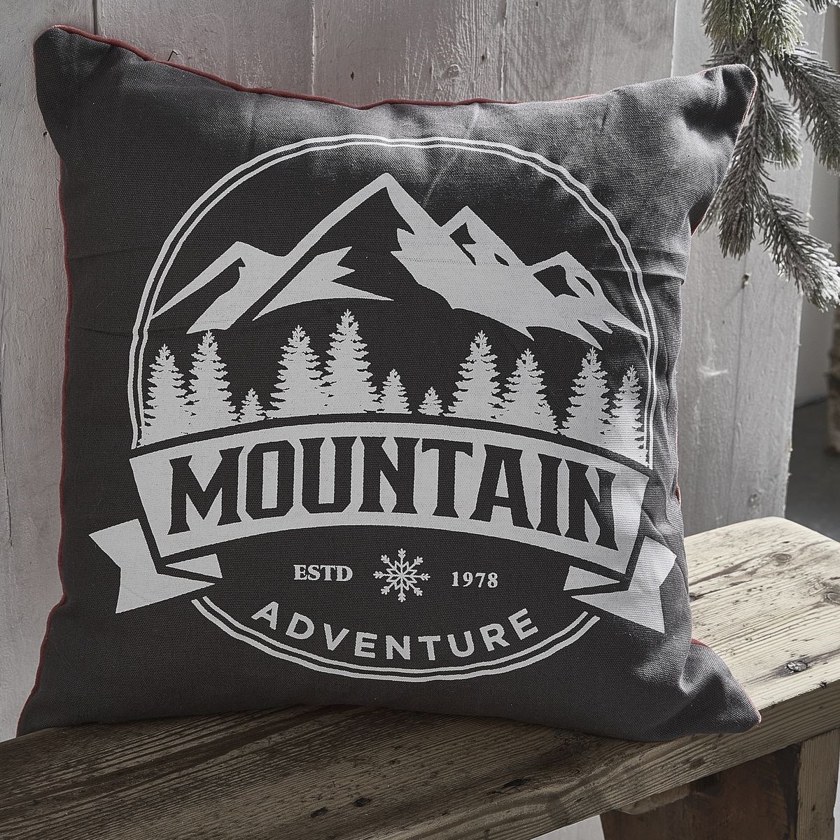 Coussin imprimé carré en coton TODAY LINGE DE MAISON Gris