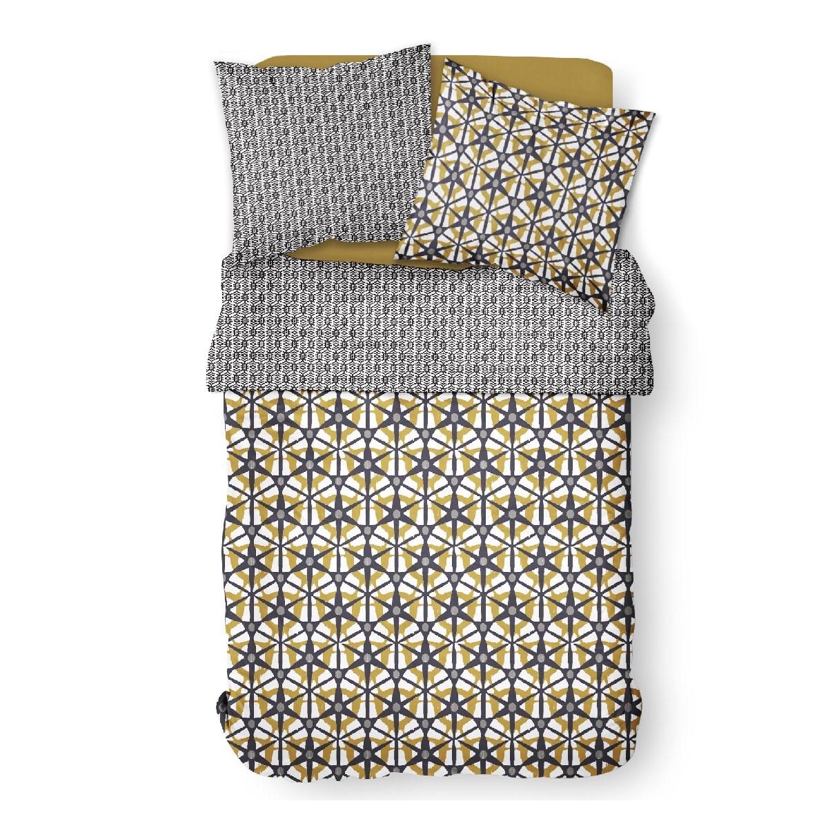 Printed cotton zippered bed set TODAY LINGE DE MAISON Black
