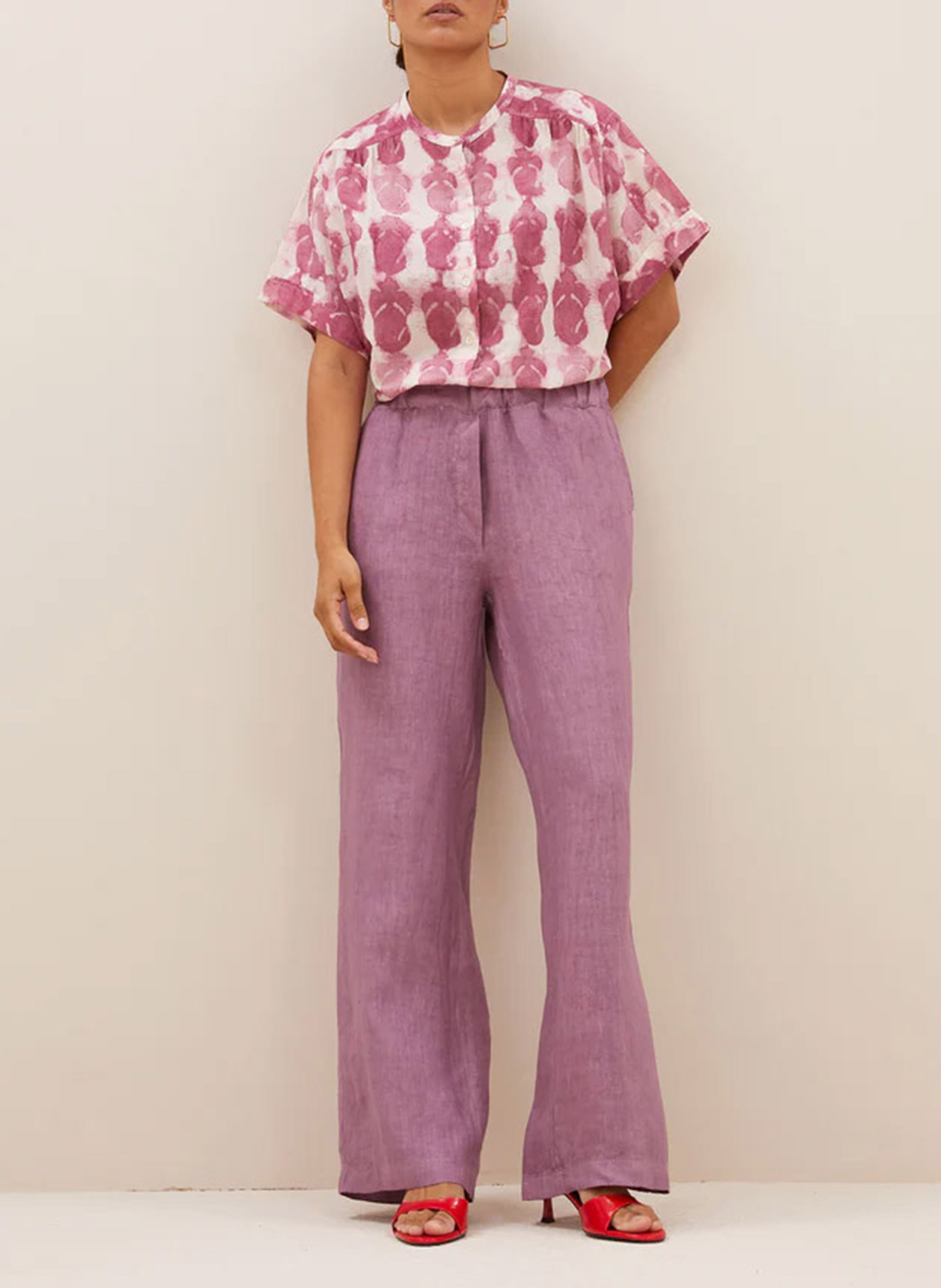 Buttoned blouse with patterns BY BAR Pink