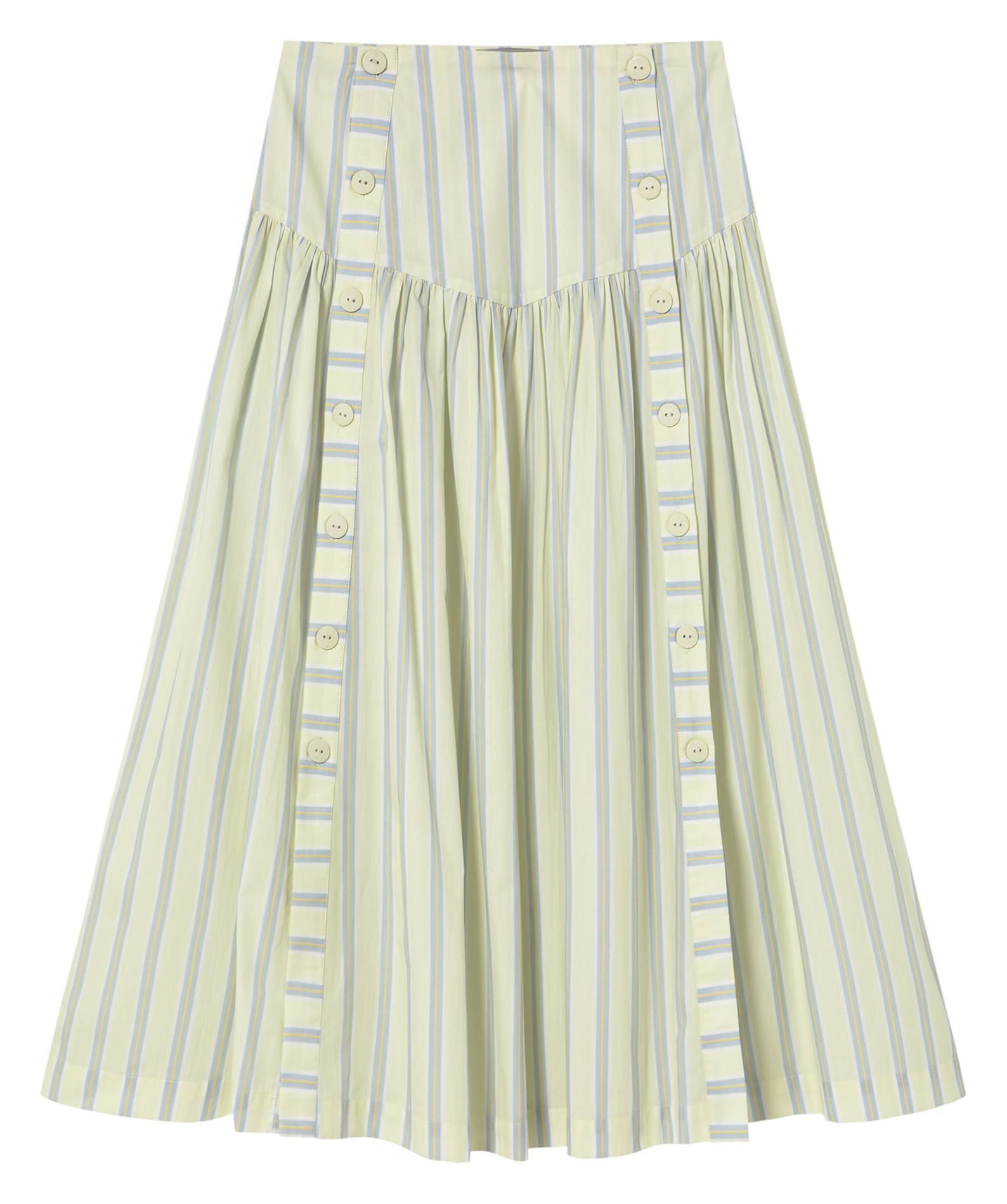 Geknöpfter Midirock mit Streifen THE TINY BIG SISTER Gelb