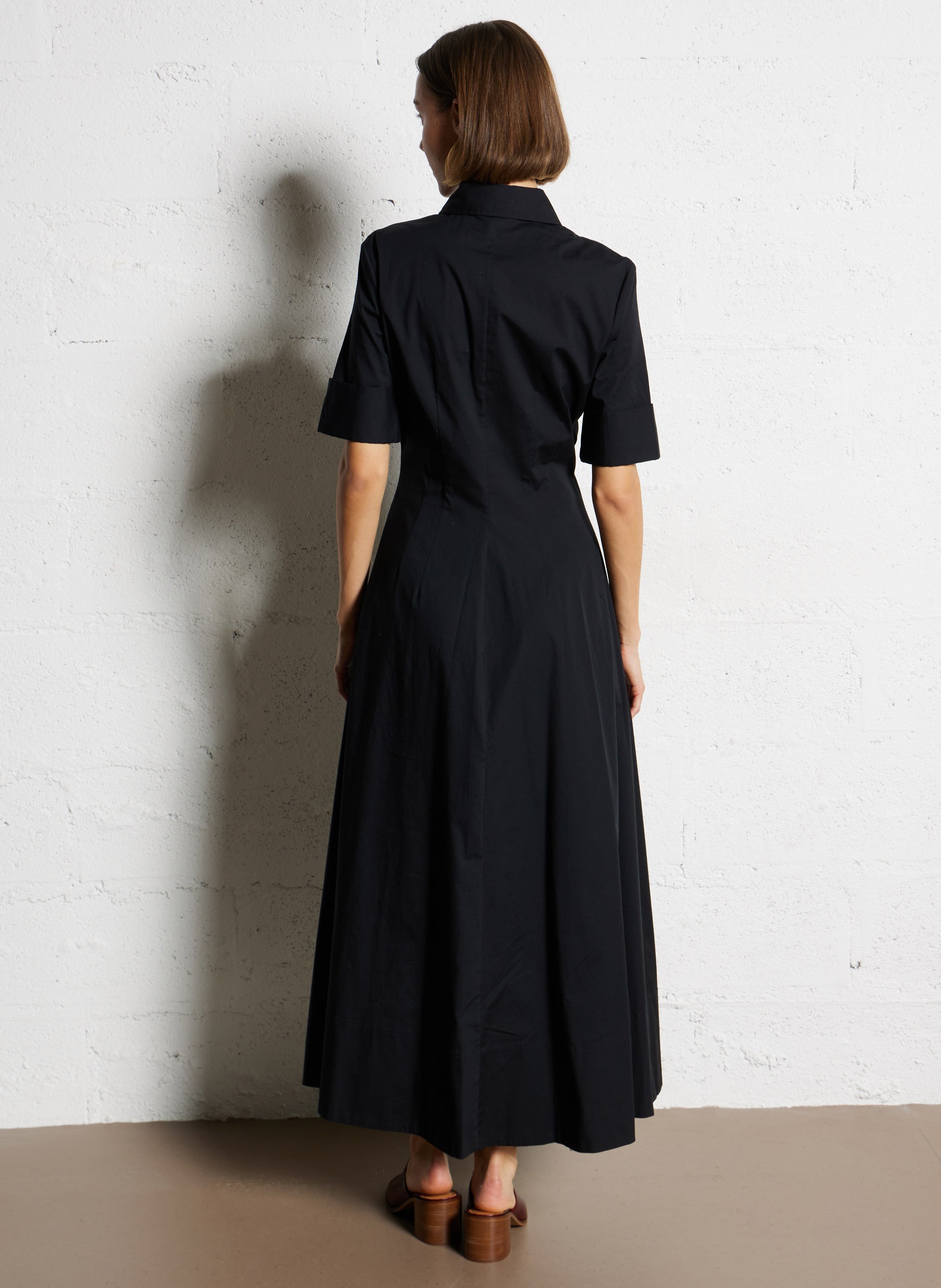 Long cotton-blend dress STAUD Black