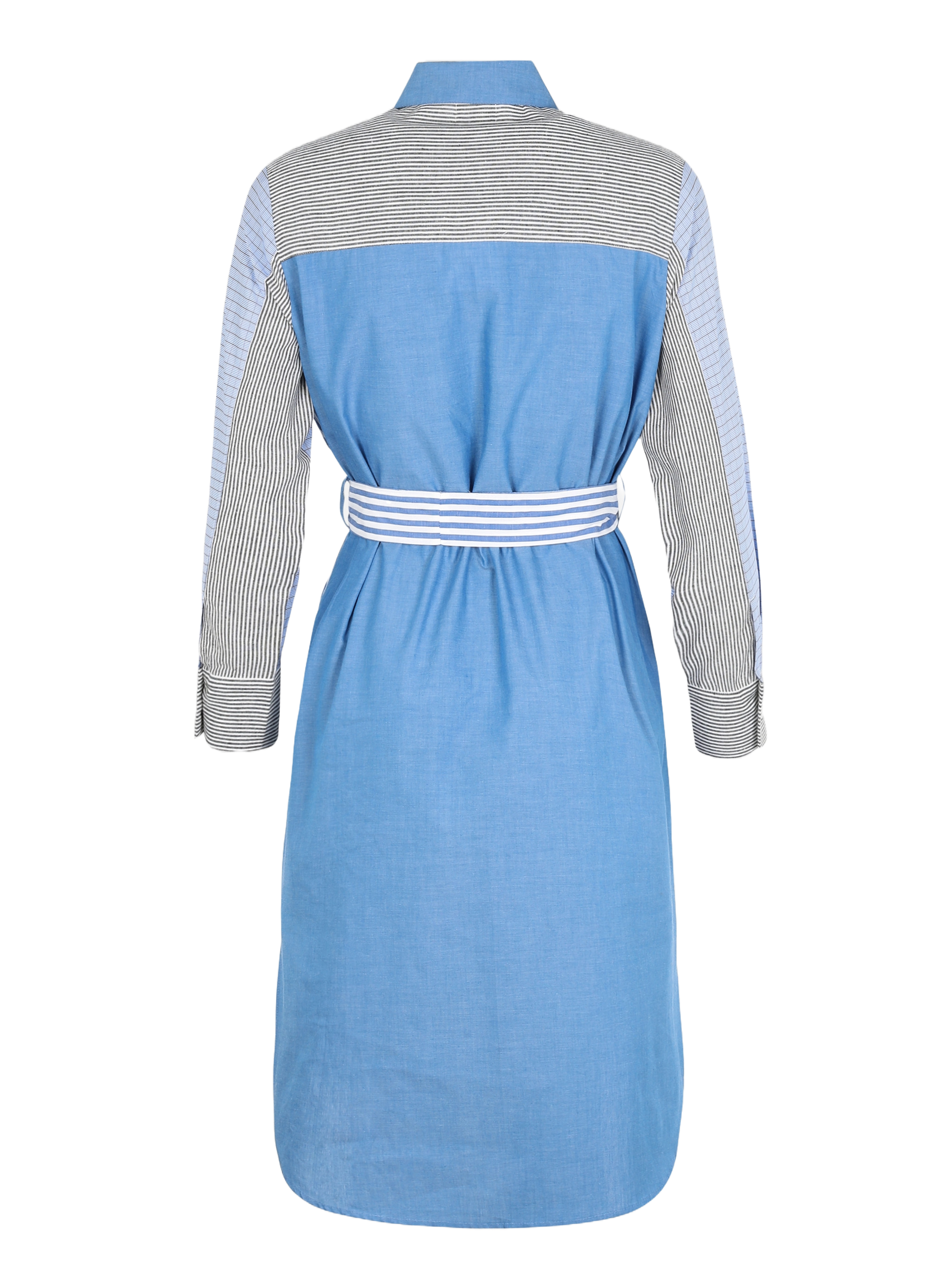 Striped midi shirt dress with belt AN'GE Blue