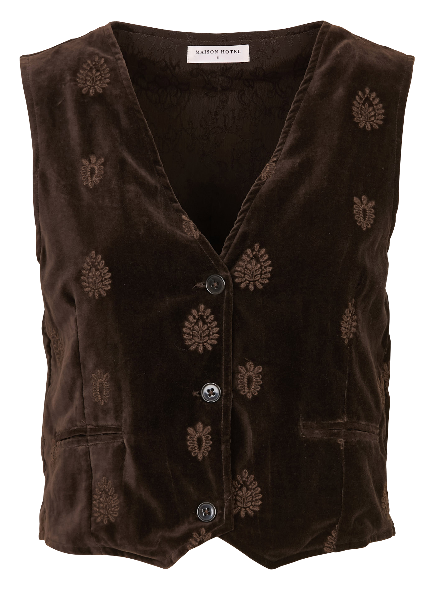 Cotton V-neck jacket MAISON HOTEL Brown