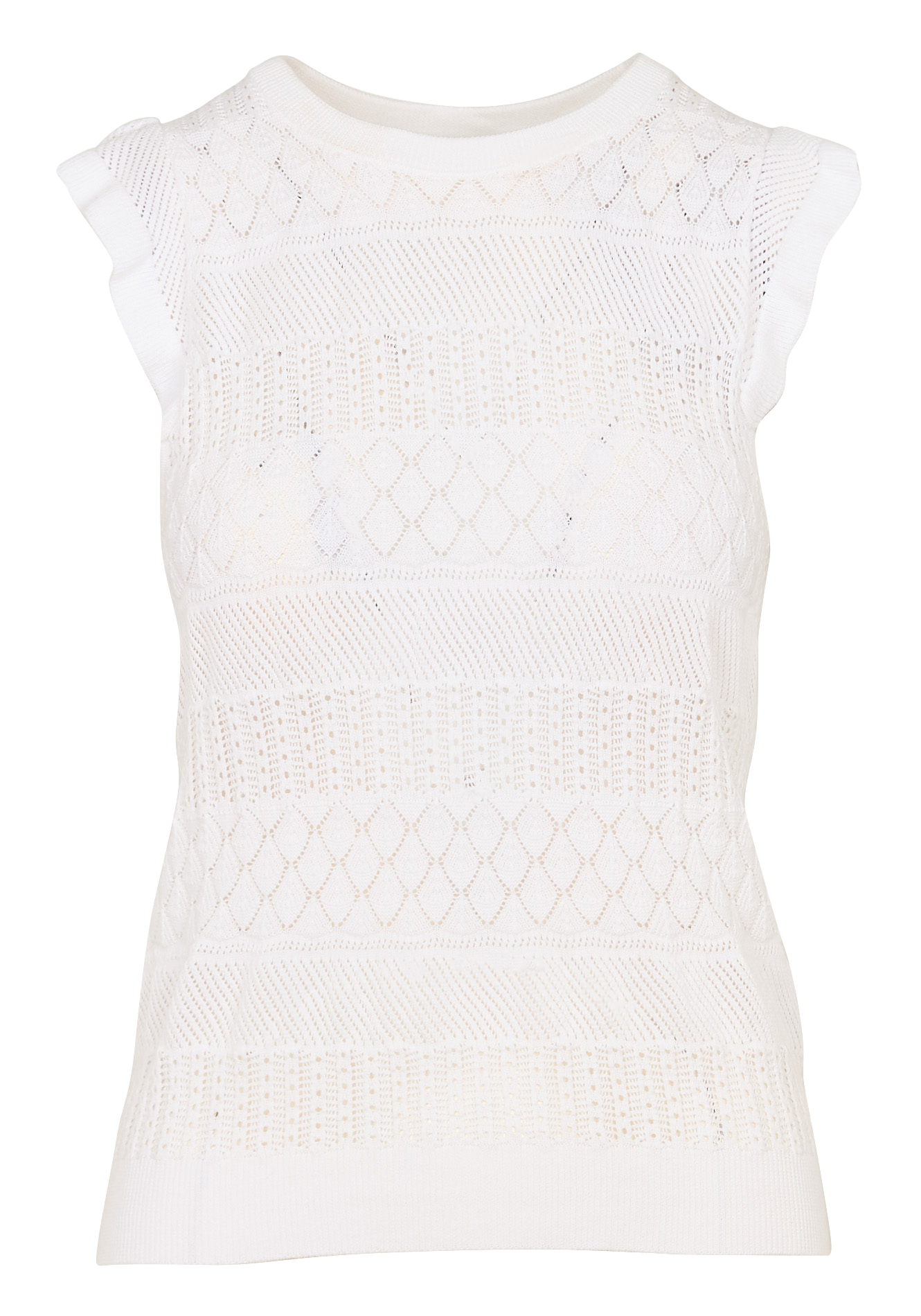 Pull sans manches tricot fantaisie IKKS Blanc
