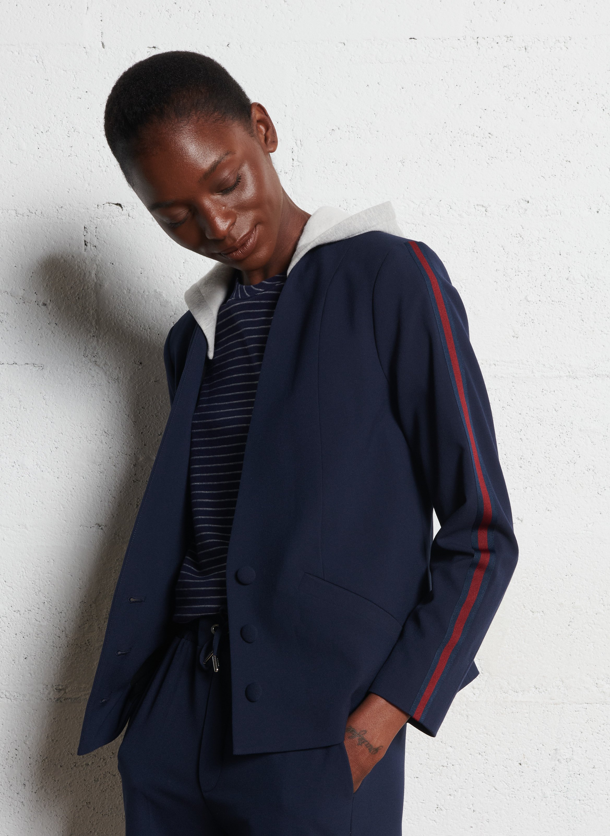 Giacca dritta con cappuccio I CODE Blu