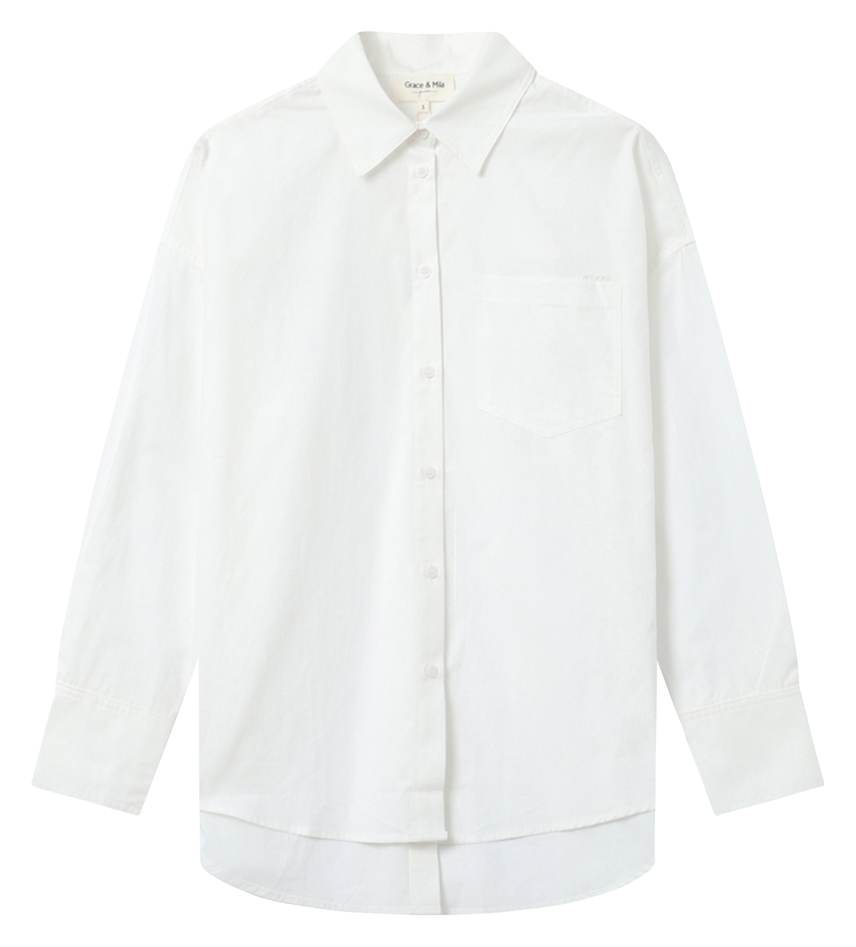 Chemise col classique manches contrastantes en coton GRACE ET MILA Beige