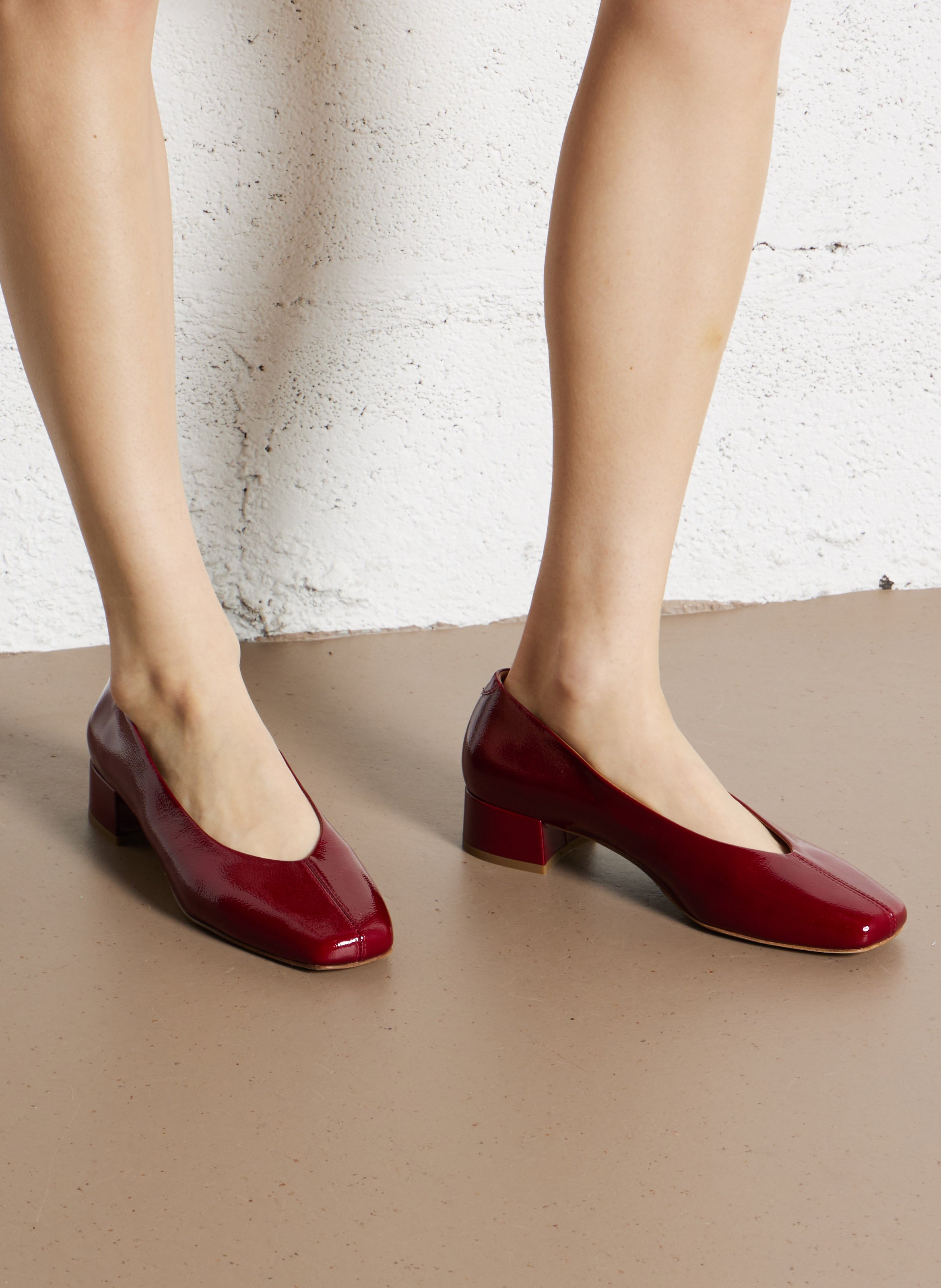 Heeled leather ballet pumps BOBBIES Red