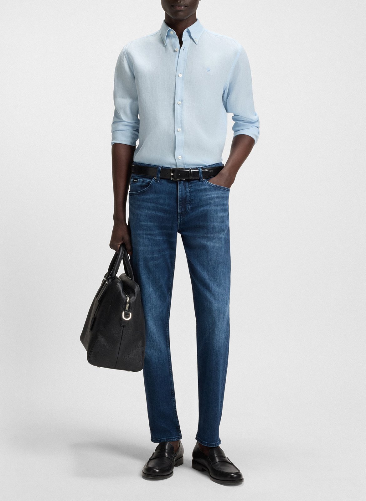 Slim-fit linen shirt BOSS Blue