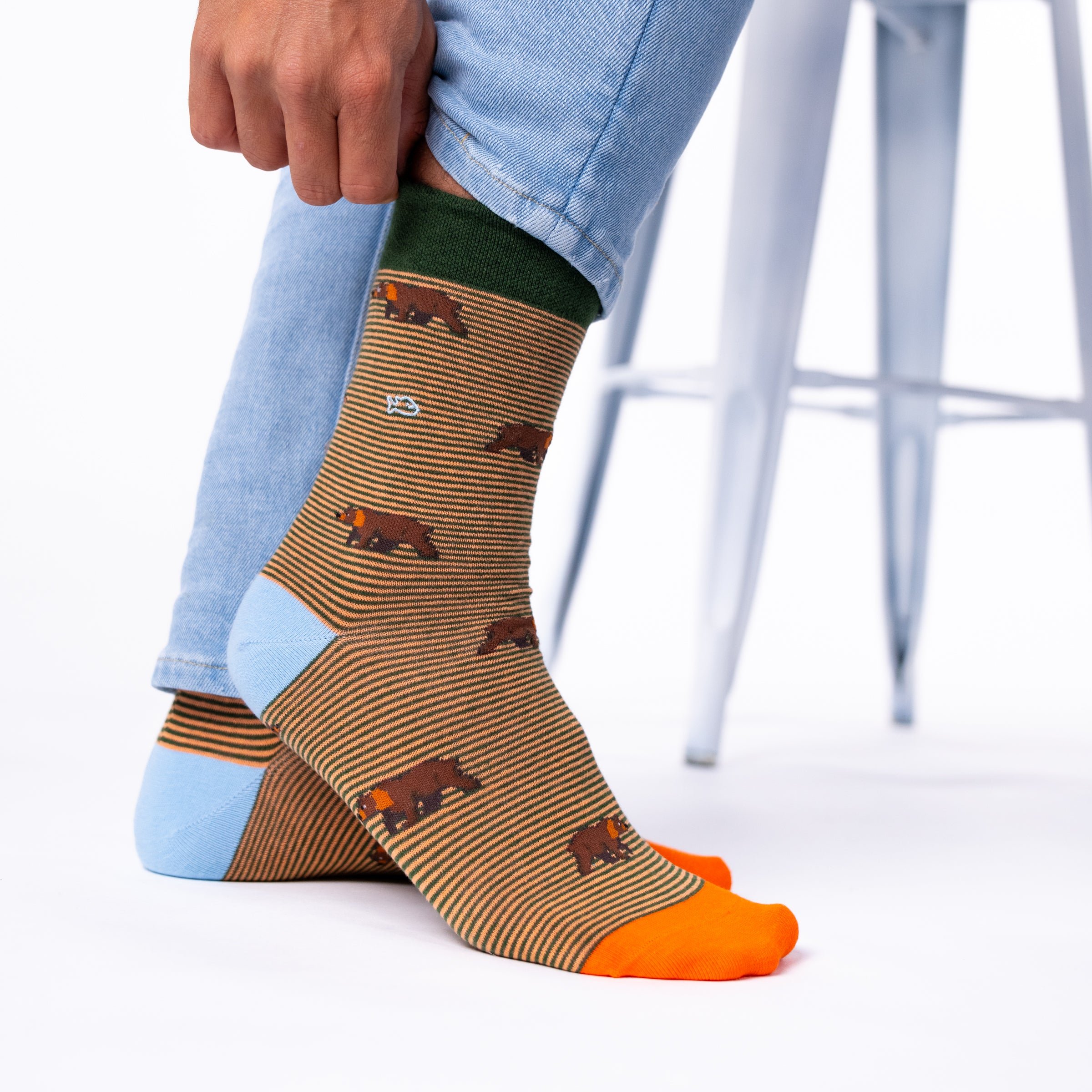 Combed Cotton Animal Socks Brown