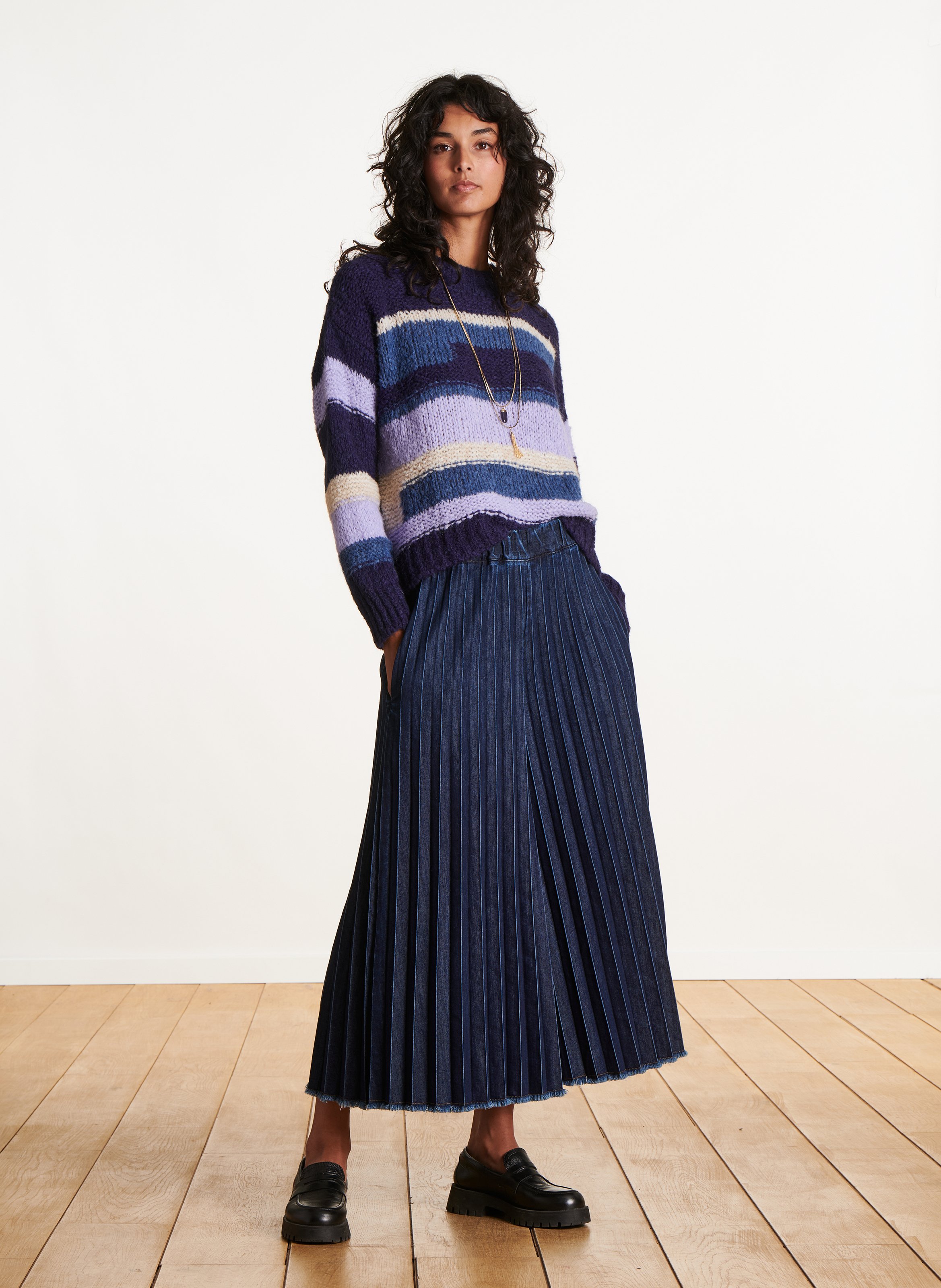 Striped round-neck sweater LA FEE MARABOUTEE Blue