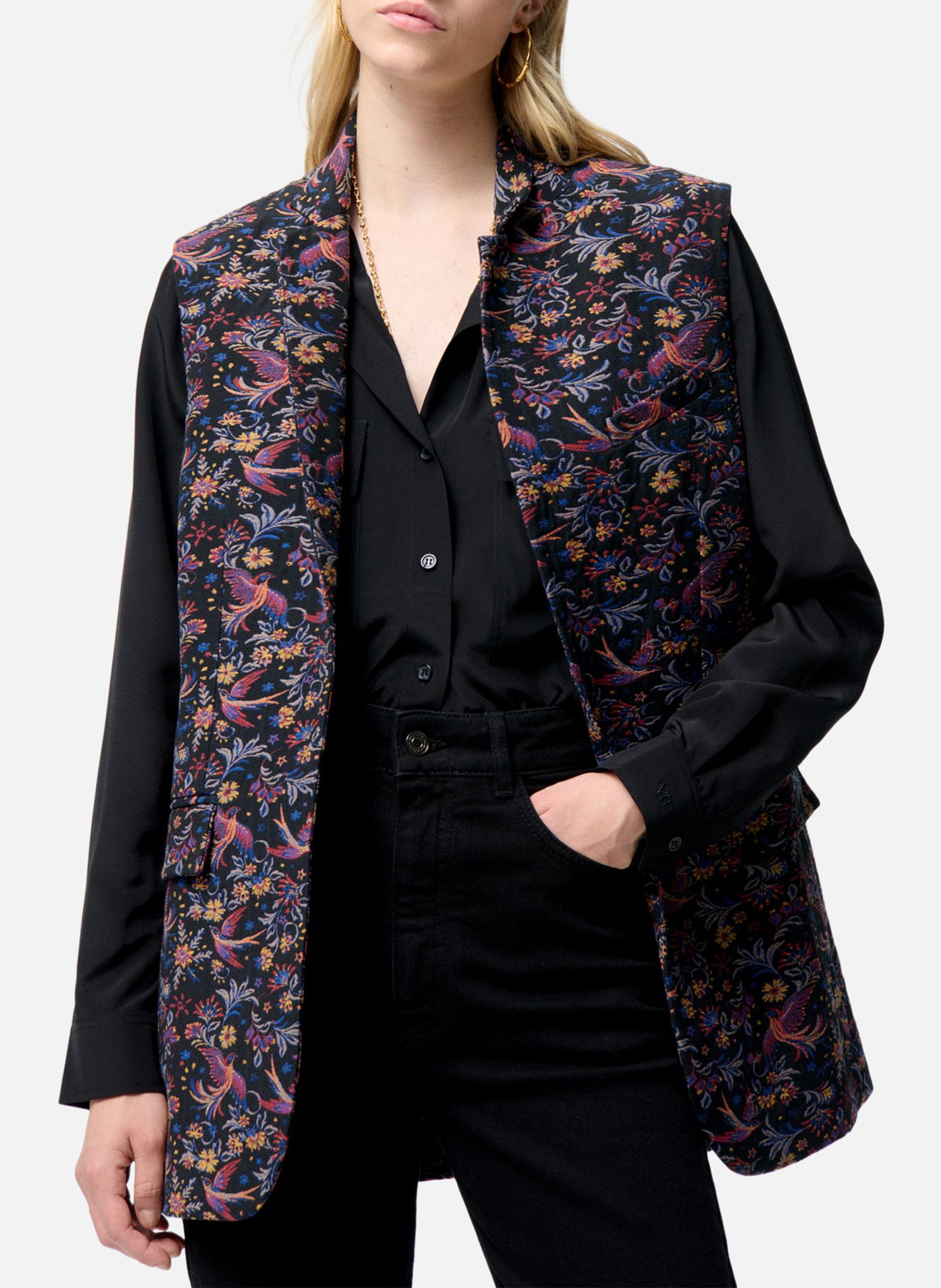 Jacket with officer collar in blended cotton VANESSA BRUNO Multicolored