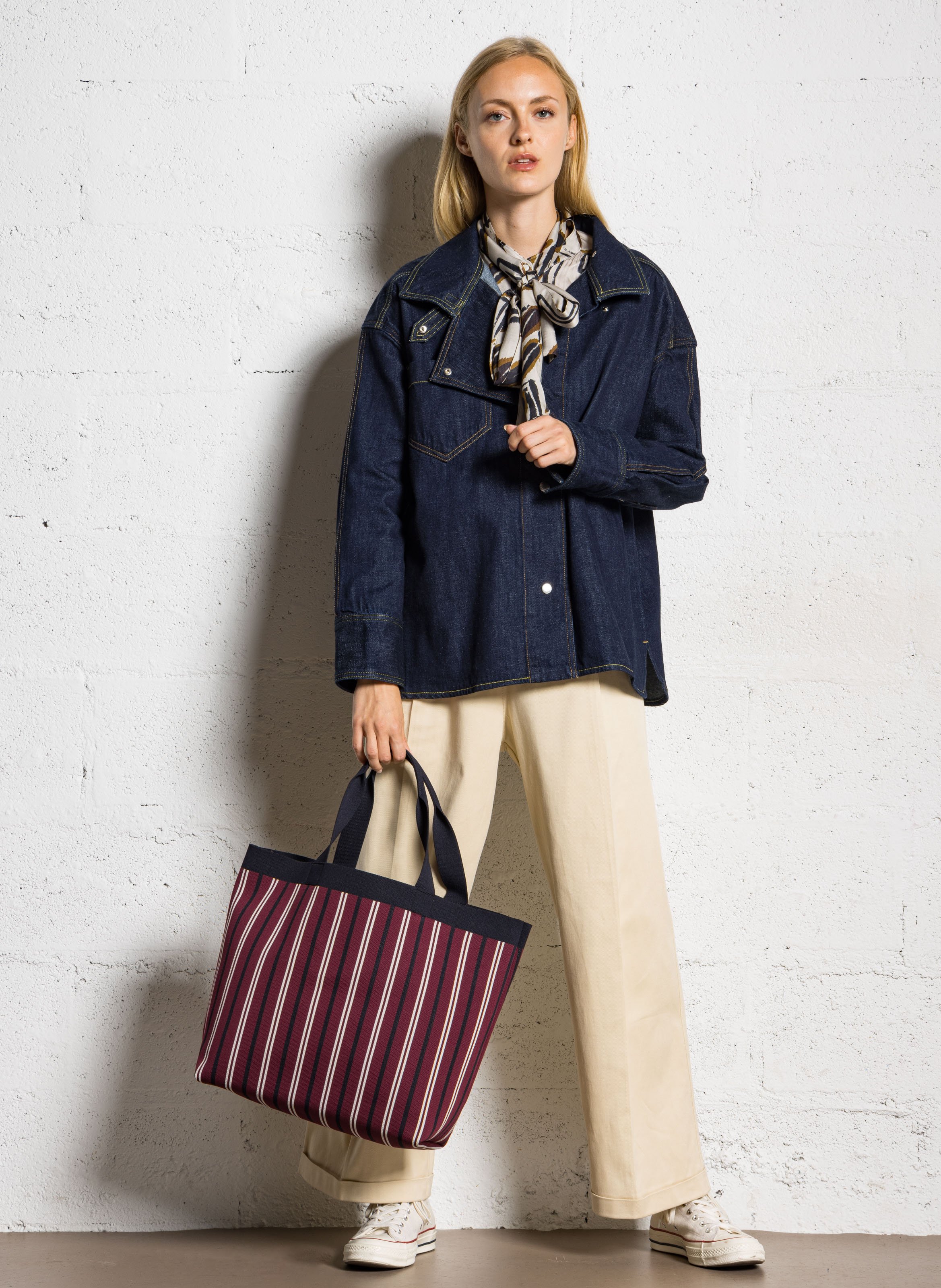 Shopper mit Streifen BECKSONDERGAARD Rot