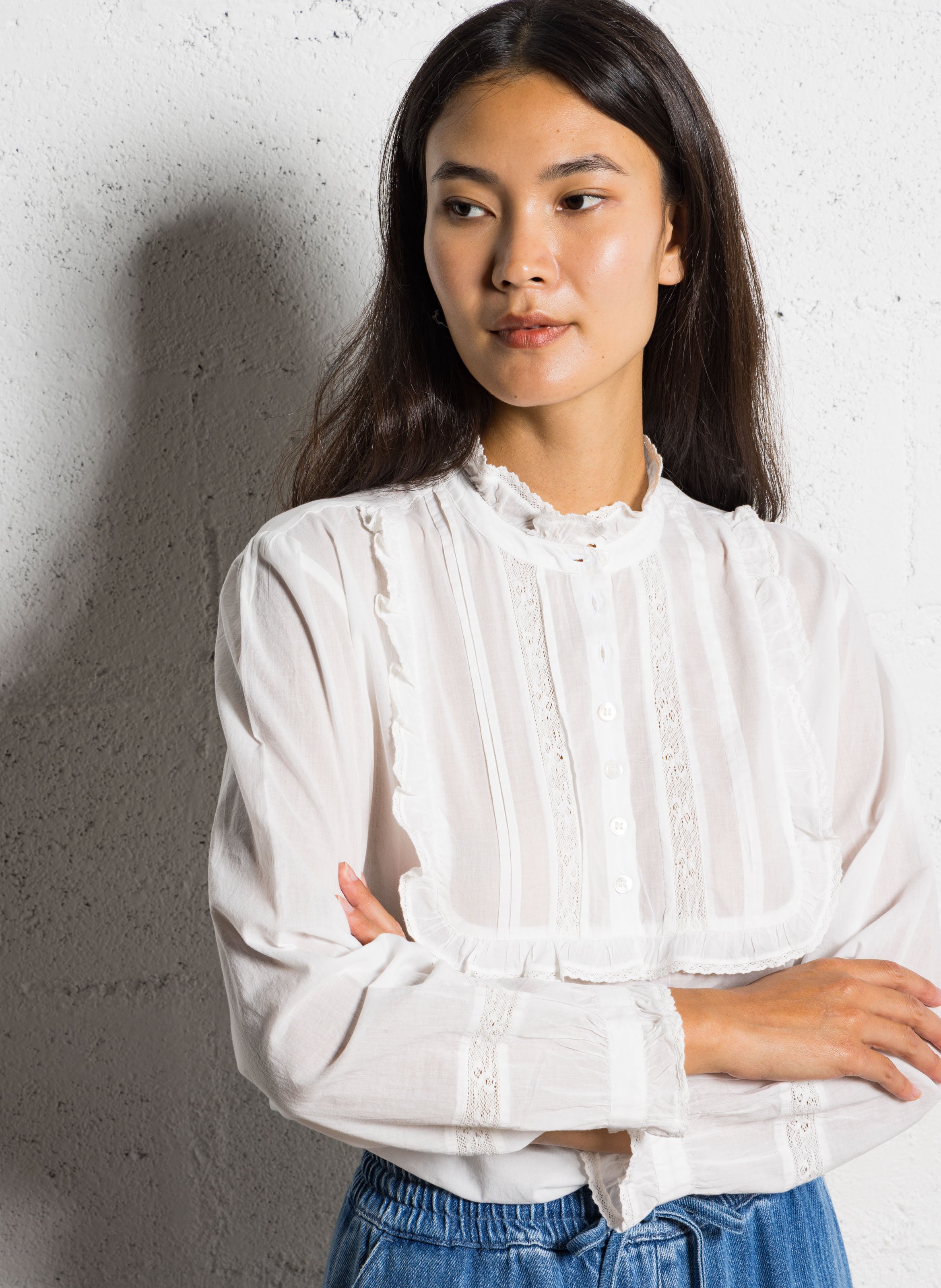 Victorian collar cotton blouse DES PETITS HAUTS Beige