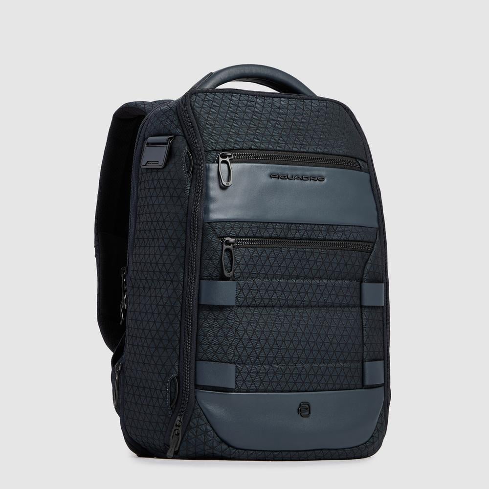 Modular travel backpack for computer and ipad® with glasses pocket and anti-theft system PIQUADRO Blue