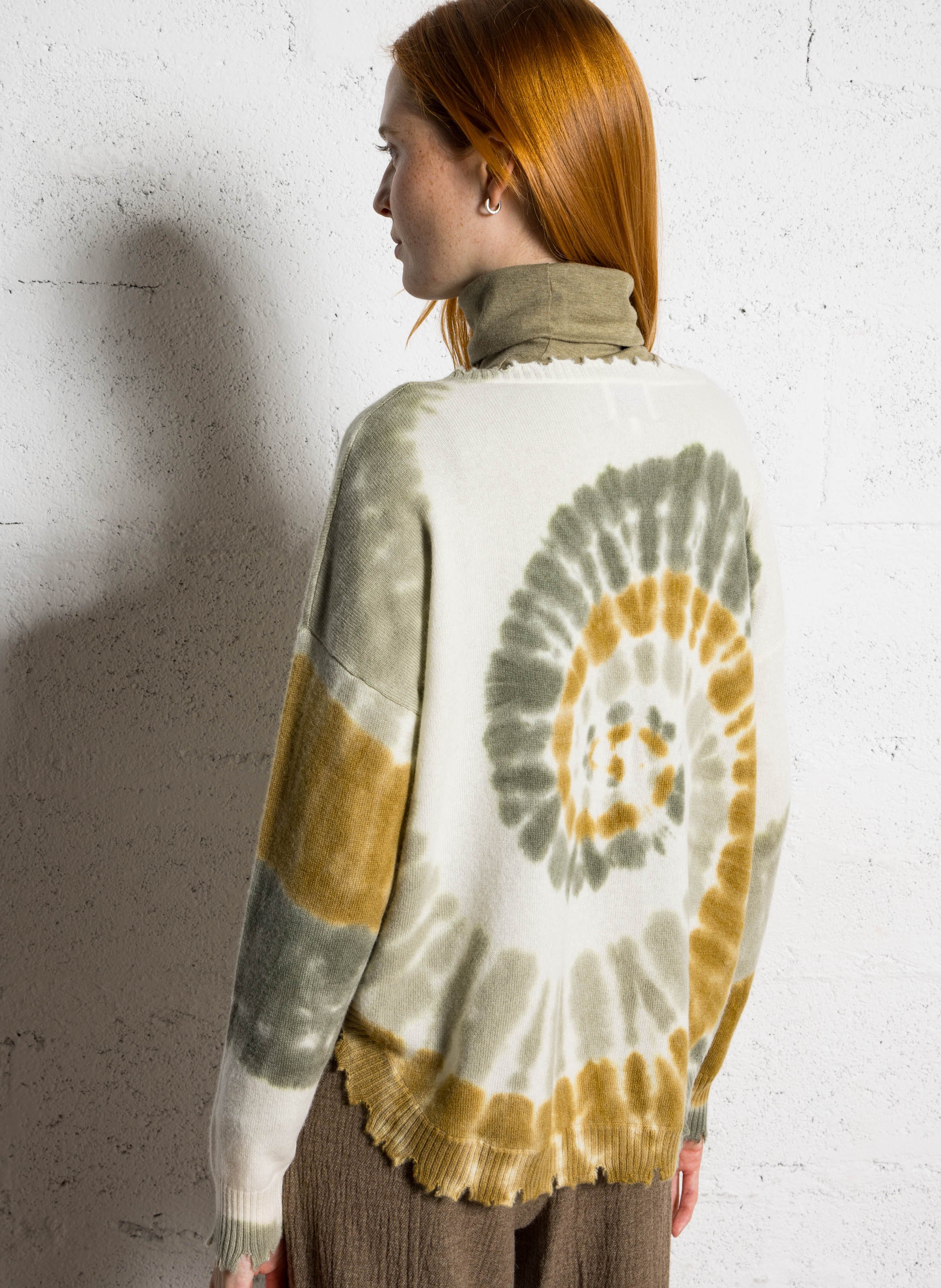 Pull tie-and-dye en cachemire KUJTEN Jaune