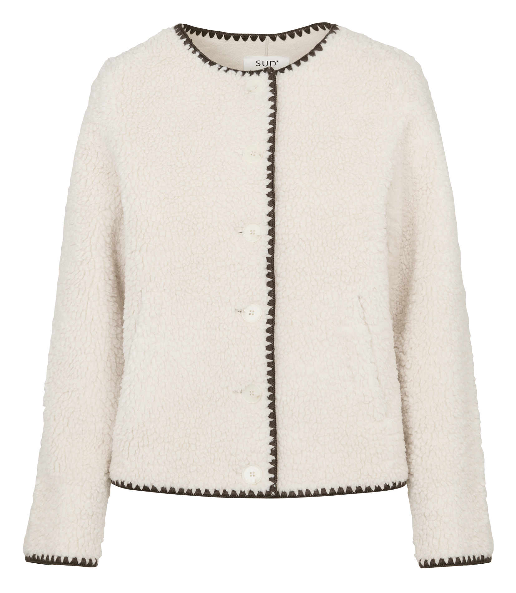 Jacke mit Rundhalsausschnitt und Pelzeffekt SUD EXPRESS Weiss