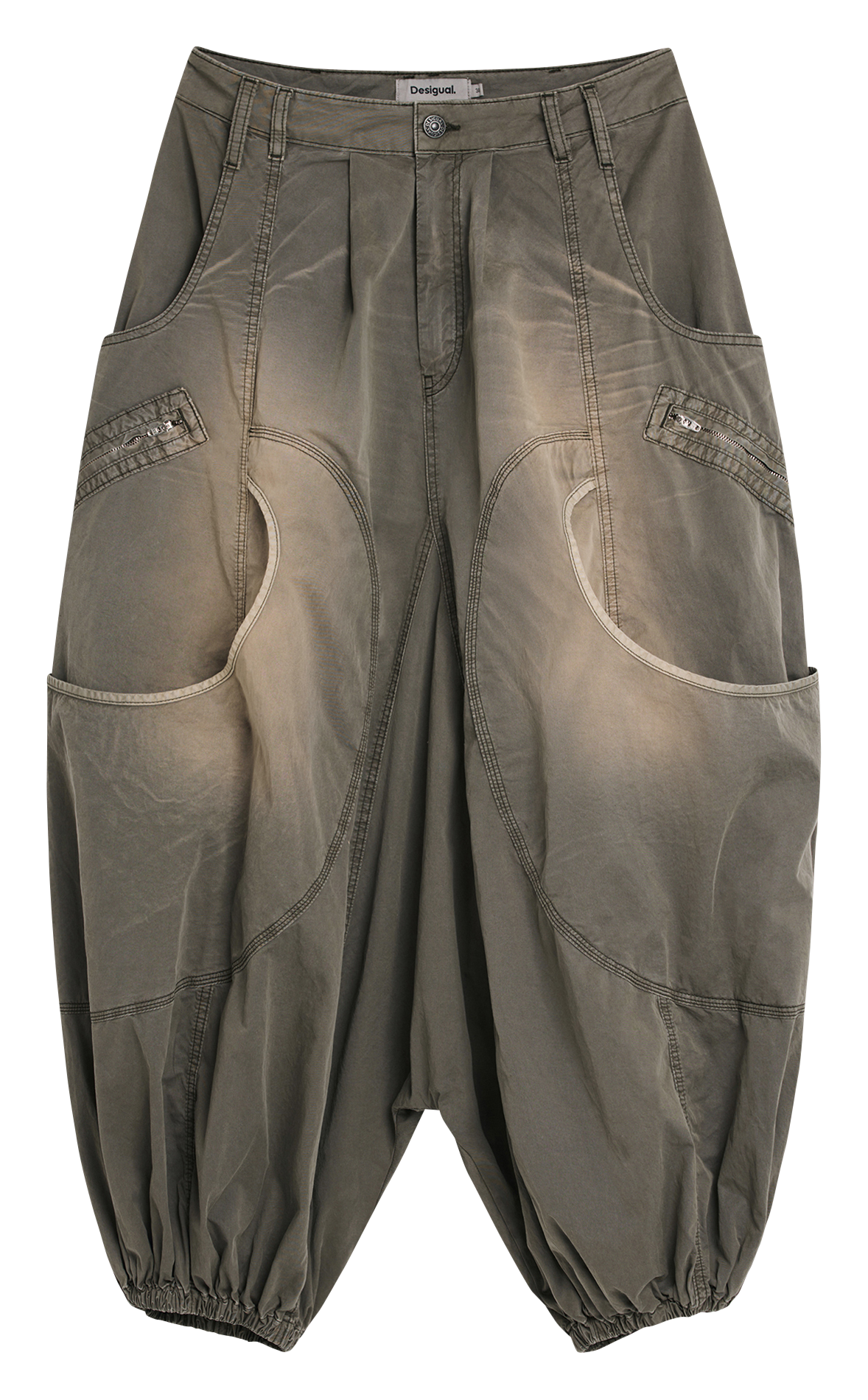 Pantalon large en coton DESIGUAL Vert