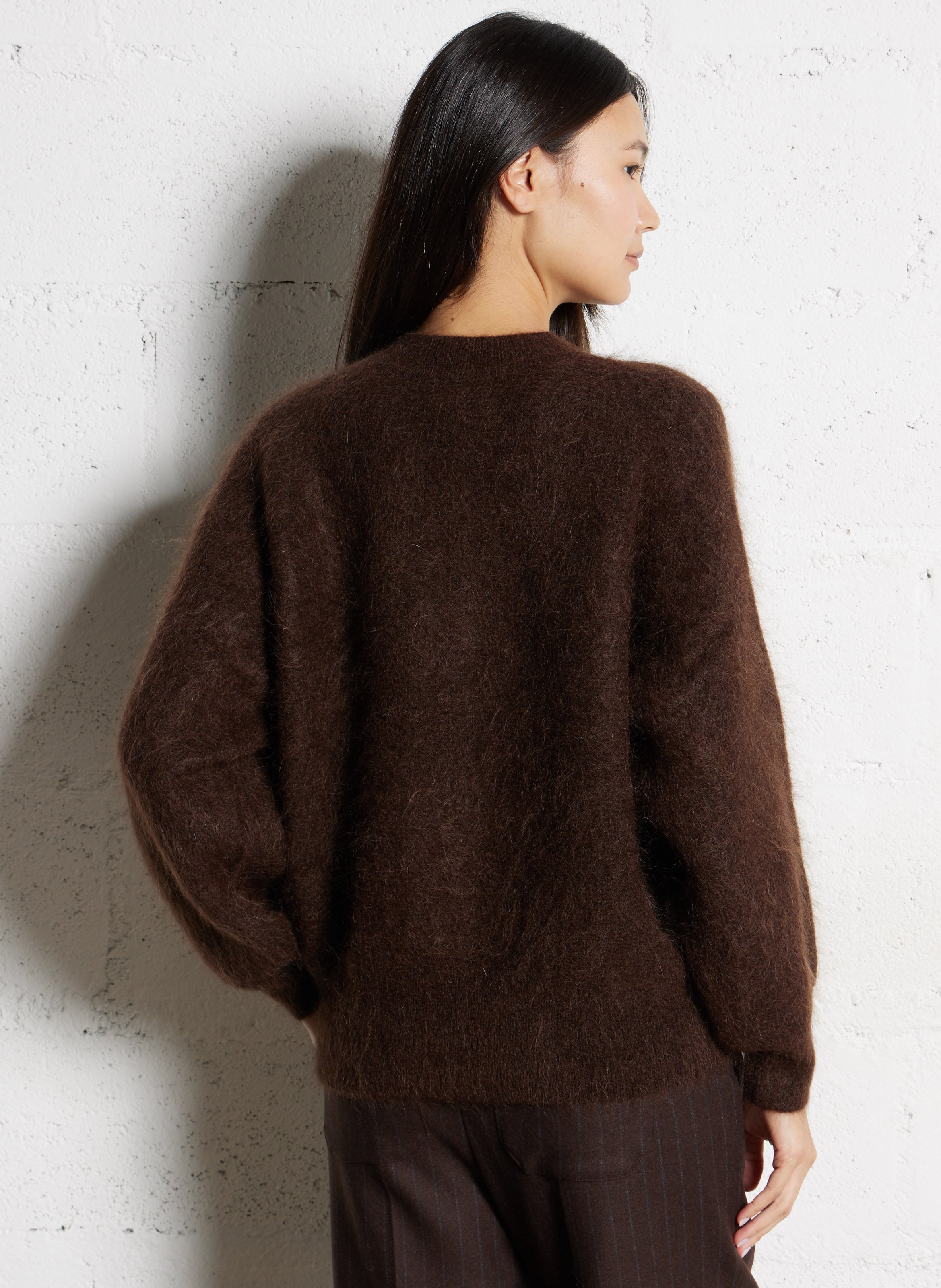 Gilet col rond en laine mélangée MAISON 123 Marron