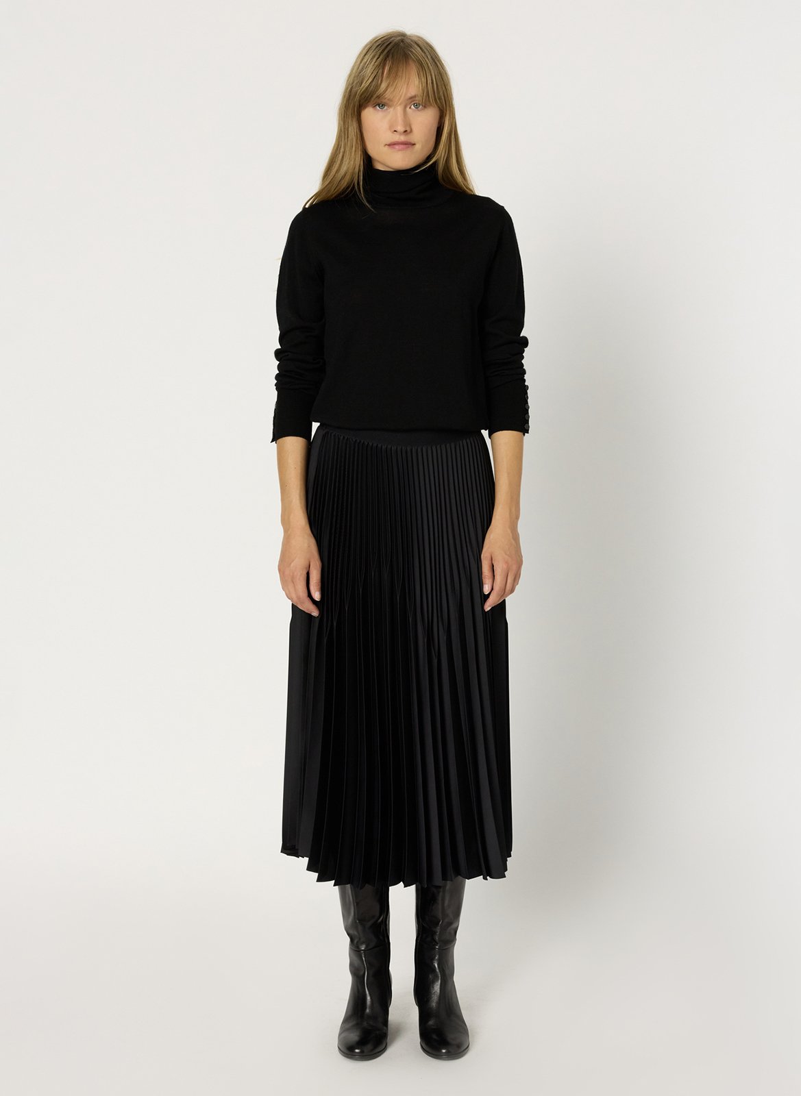 Jupe évasée plissée unie GERARD DAREL Noir