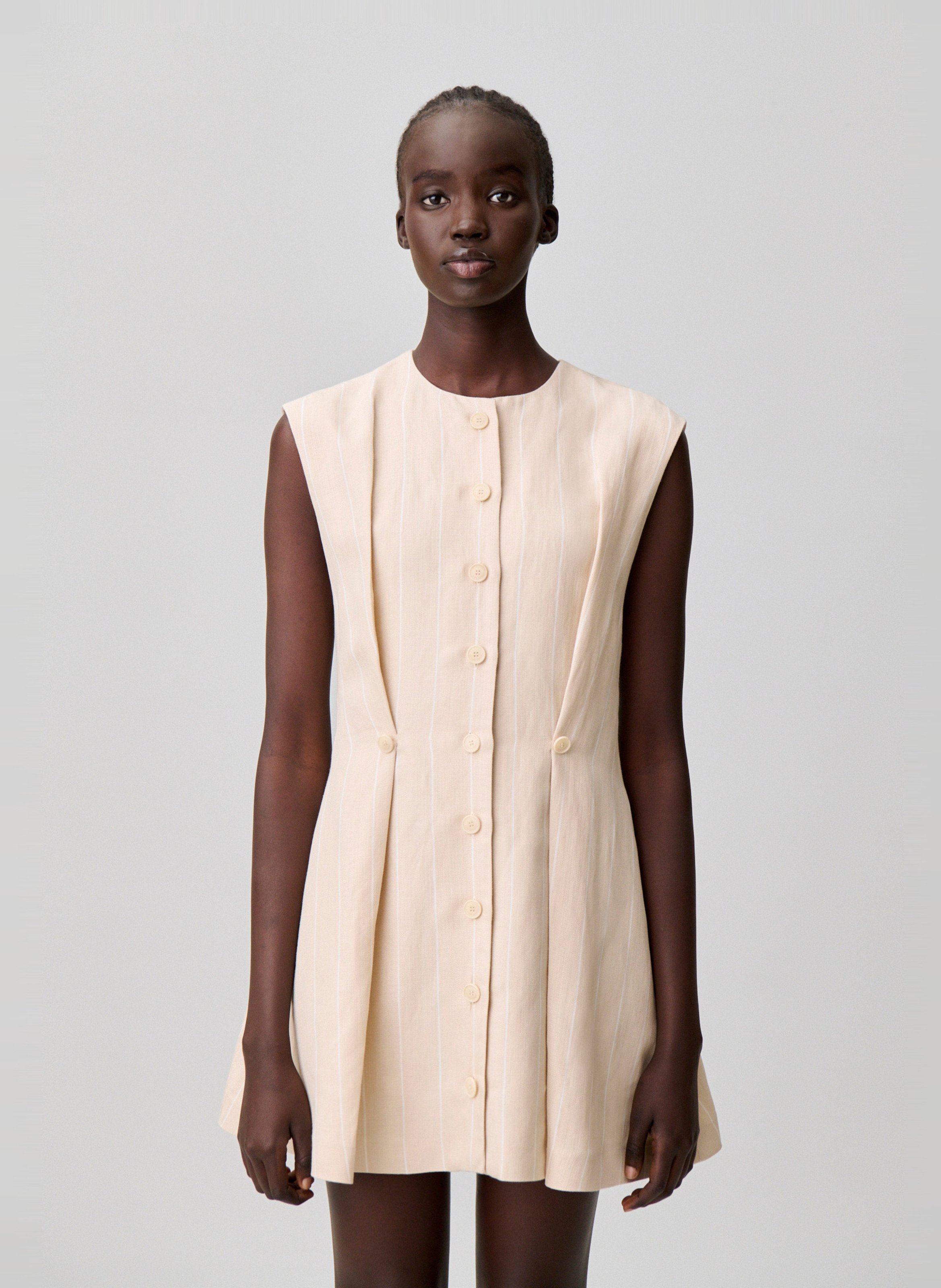 Robe court col rond  CLAUDIE PIERLOT Beige