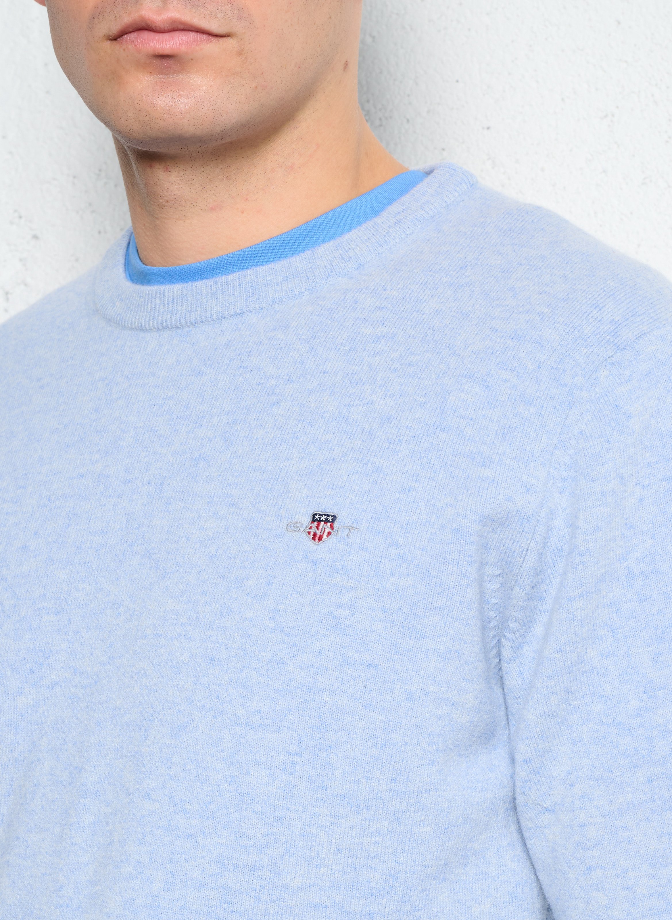 Straight round-neck wool sweater GANT Blue