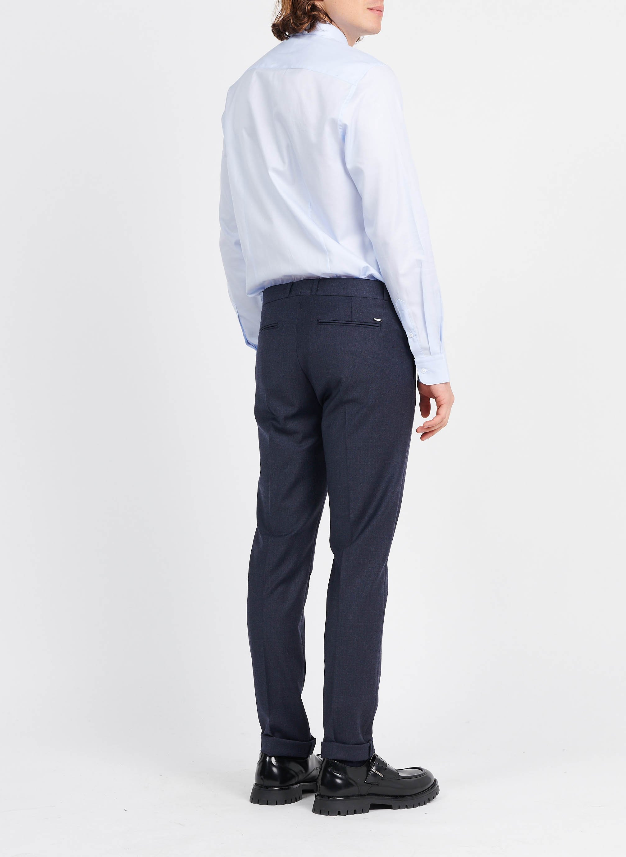 Slim-fit, katoenen overhemd met klassieke kraag ATELIER PRIVE Blauw