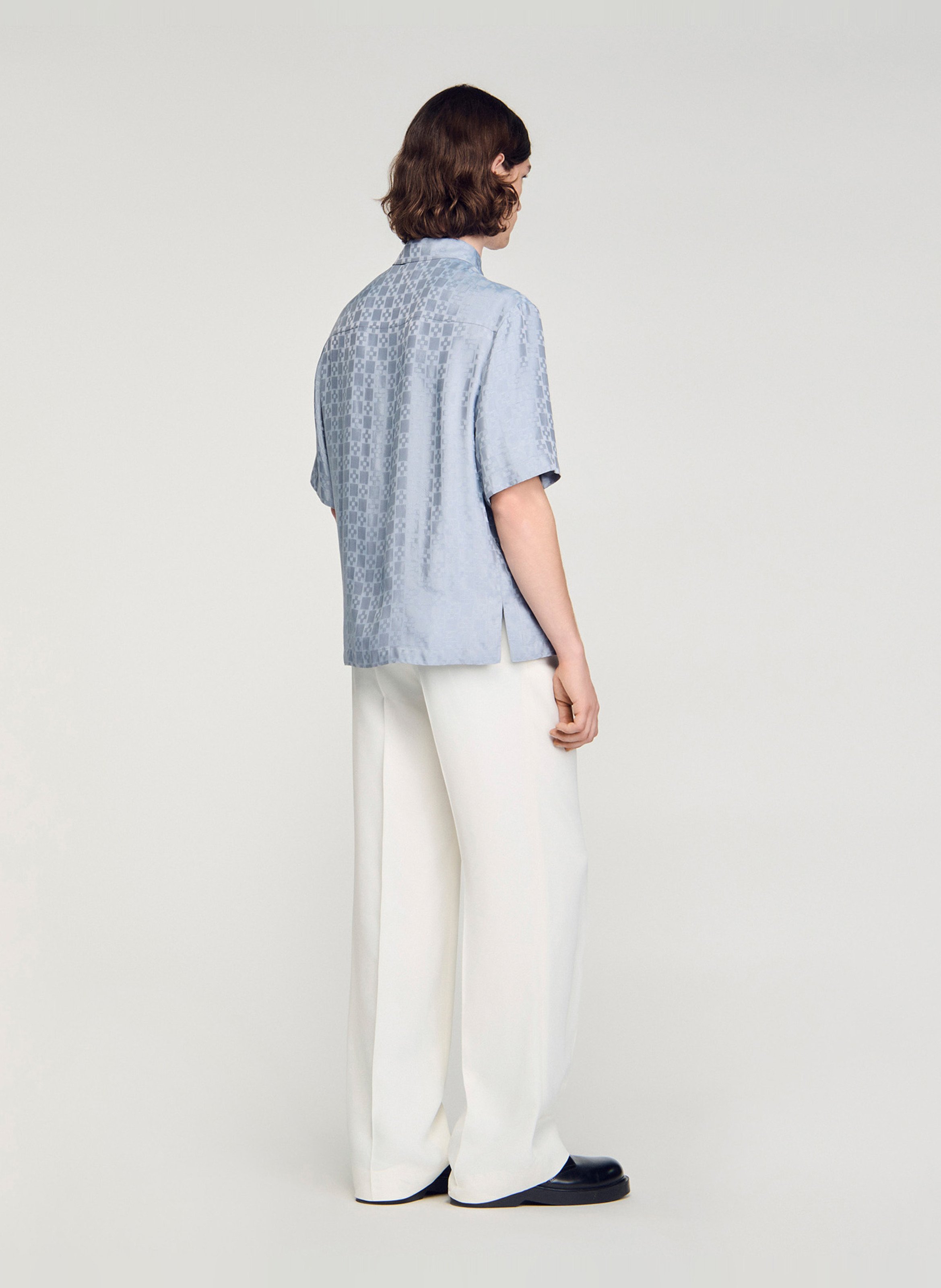 Chemise droite col classique à carreaux SANDRO Bleu