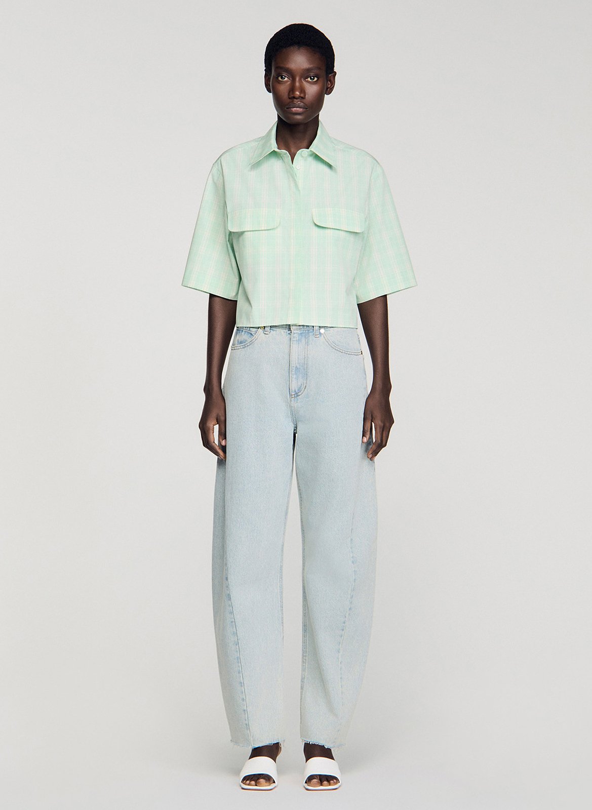 Geruite katoenen overhemd SANDRO Groen