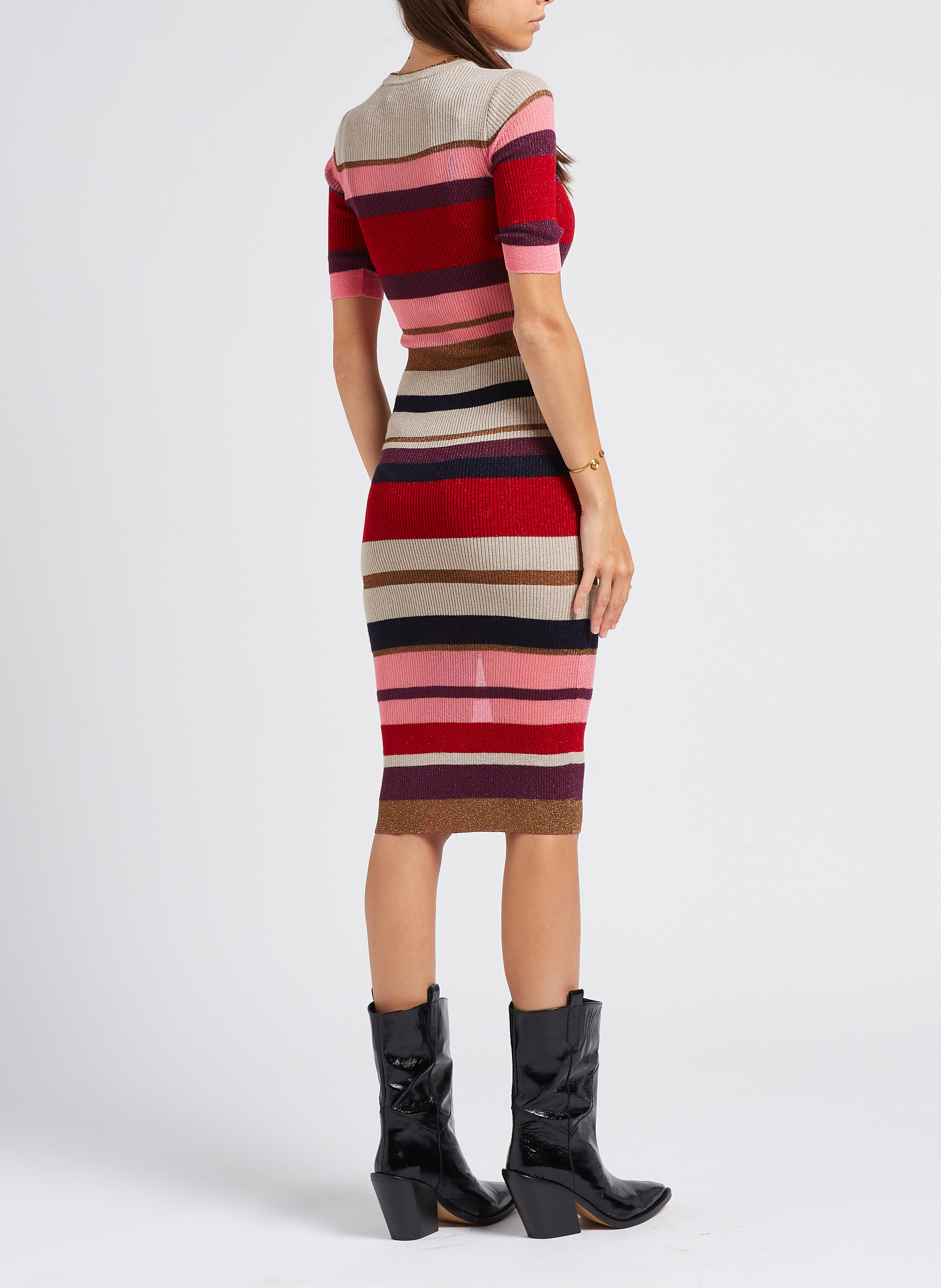 Robe midi col rond rayée en laine  SONIA RYKIEL Multicolore