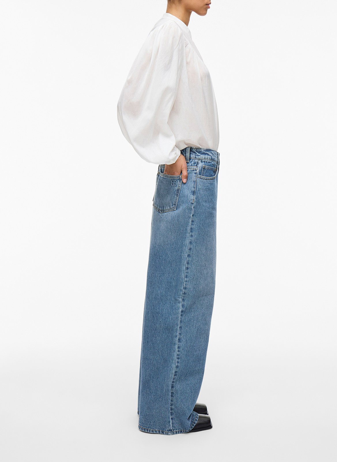 Jean large en coton et coton recyclé ROUGE EDIT Bleu