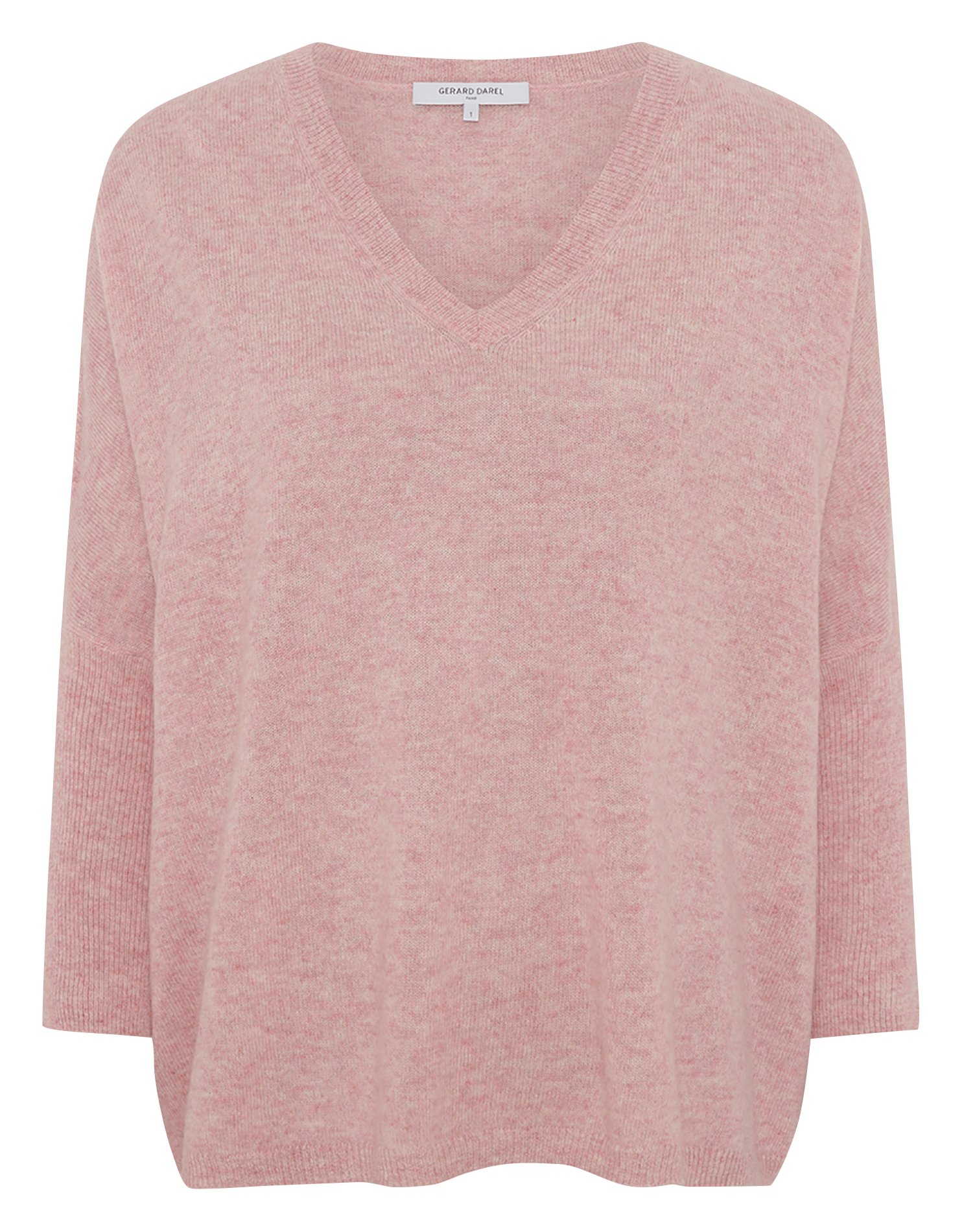 Ruimvallende trui van kasjmier met V-hals GERARD DAREL Roze