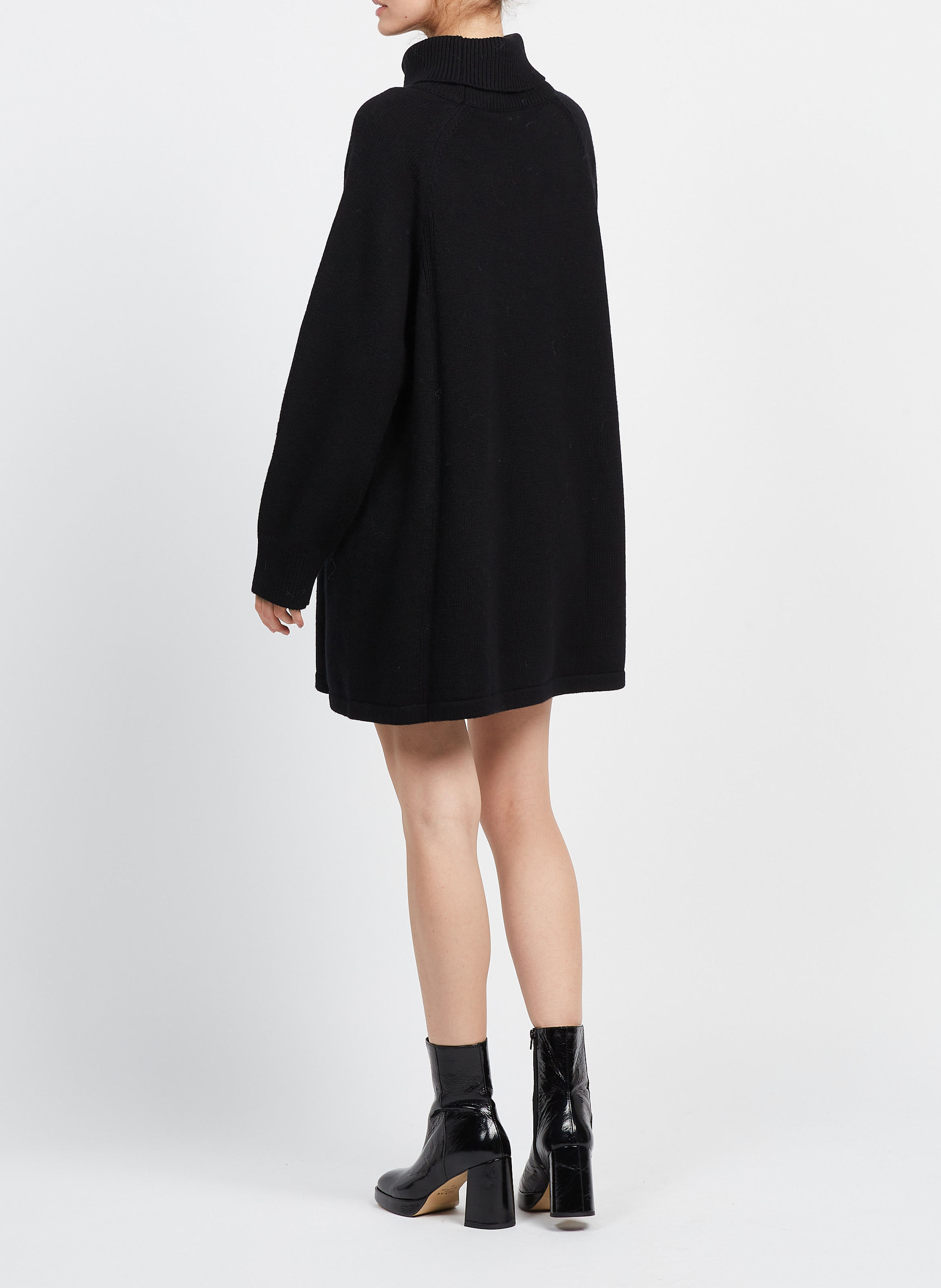 Robe courte col roulé en laine mélangé  BA&SH Noir